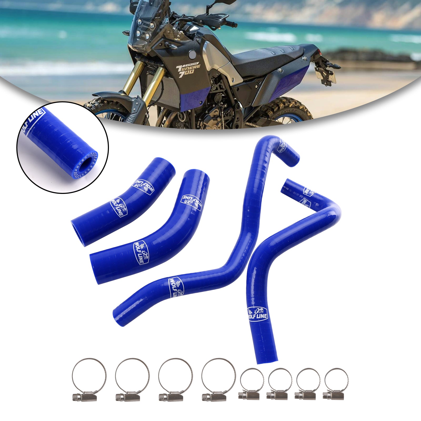 Kit de durites de refroidissement de radiateur en silicone pour Yamaha Tenere 700 2019-2024