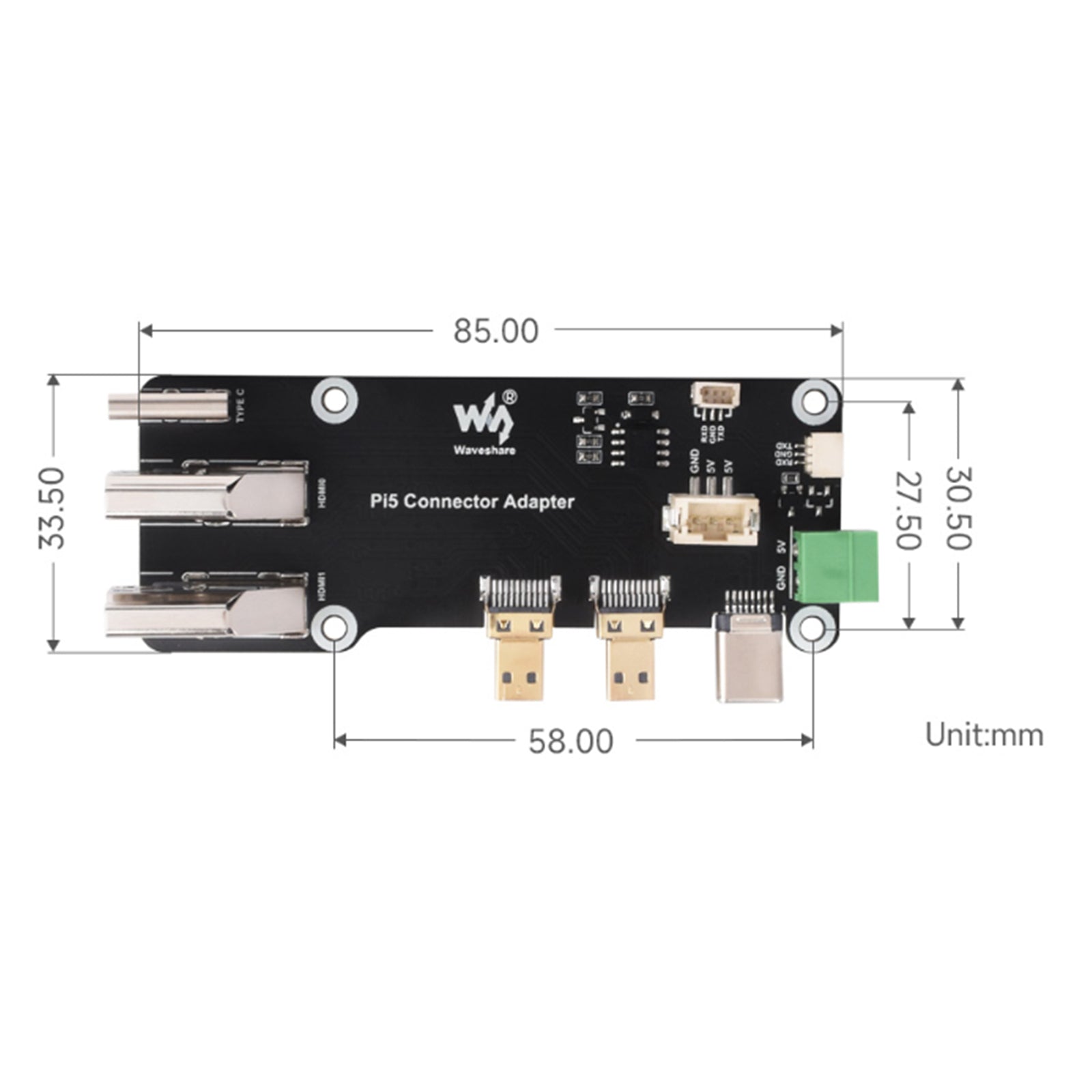 Raspberry PI Multi-Function Expansion Board HDMI Dual 4K Output med PI5/PI4B