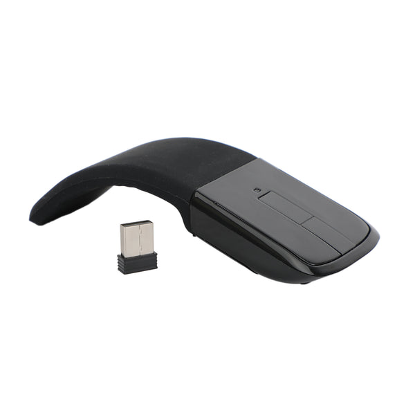 Wireless Mouse with USB Mini Folding Mouse 2.4GHz Arc Optical Touch Mice Black