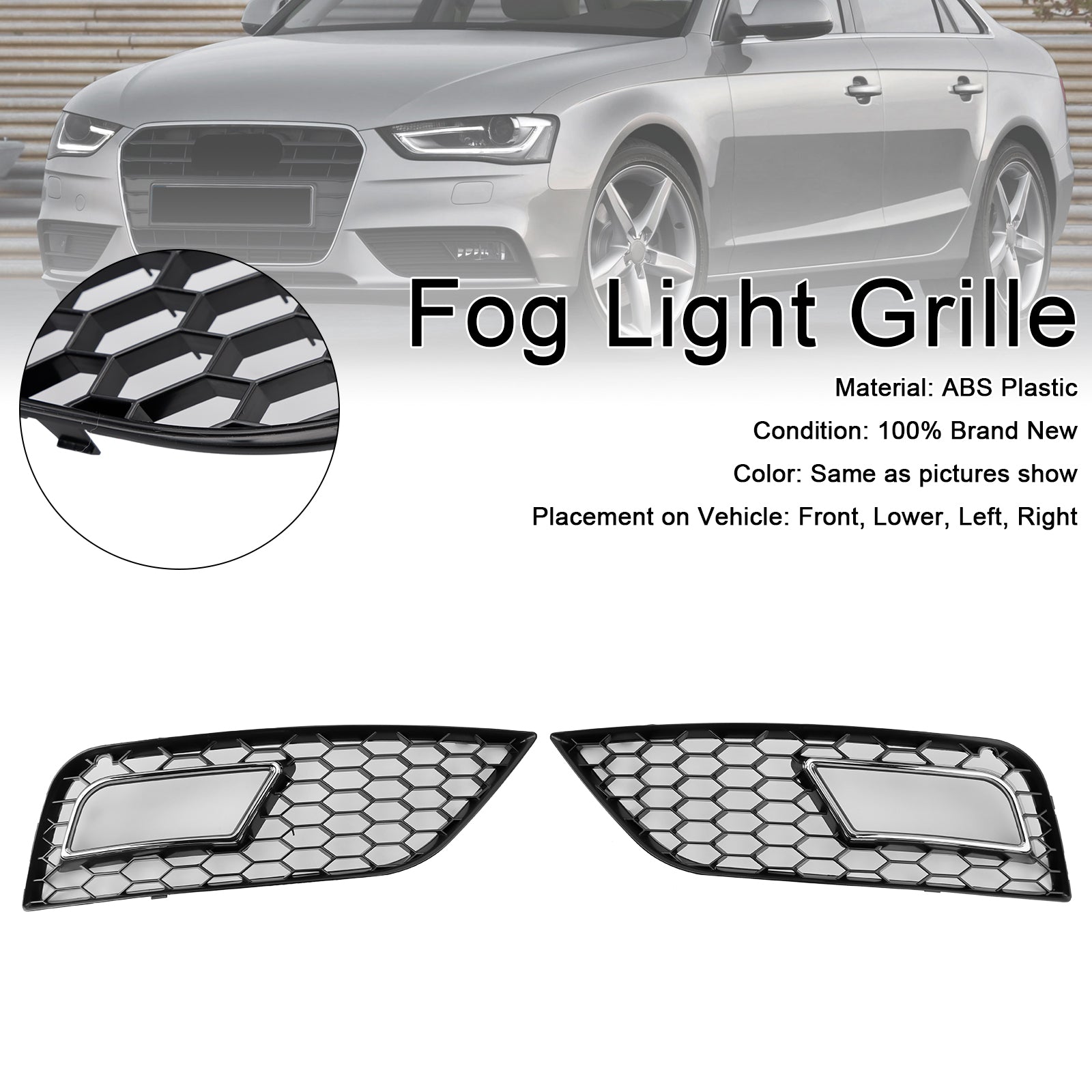 2013-2015 Audi A4 B8.5 Honeycomb Style Tog Light Cover Standard støtfanger