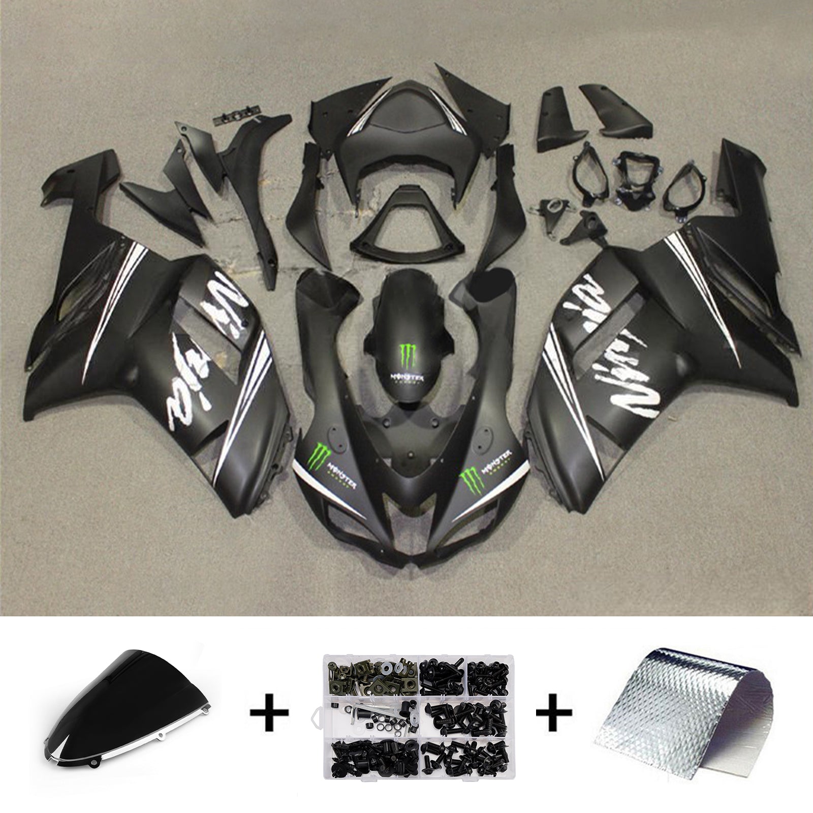 Injection Fairing Kit Bodywork Plastic ABS fit For Kawasaki ZX6R 636 2007-2008