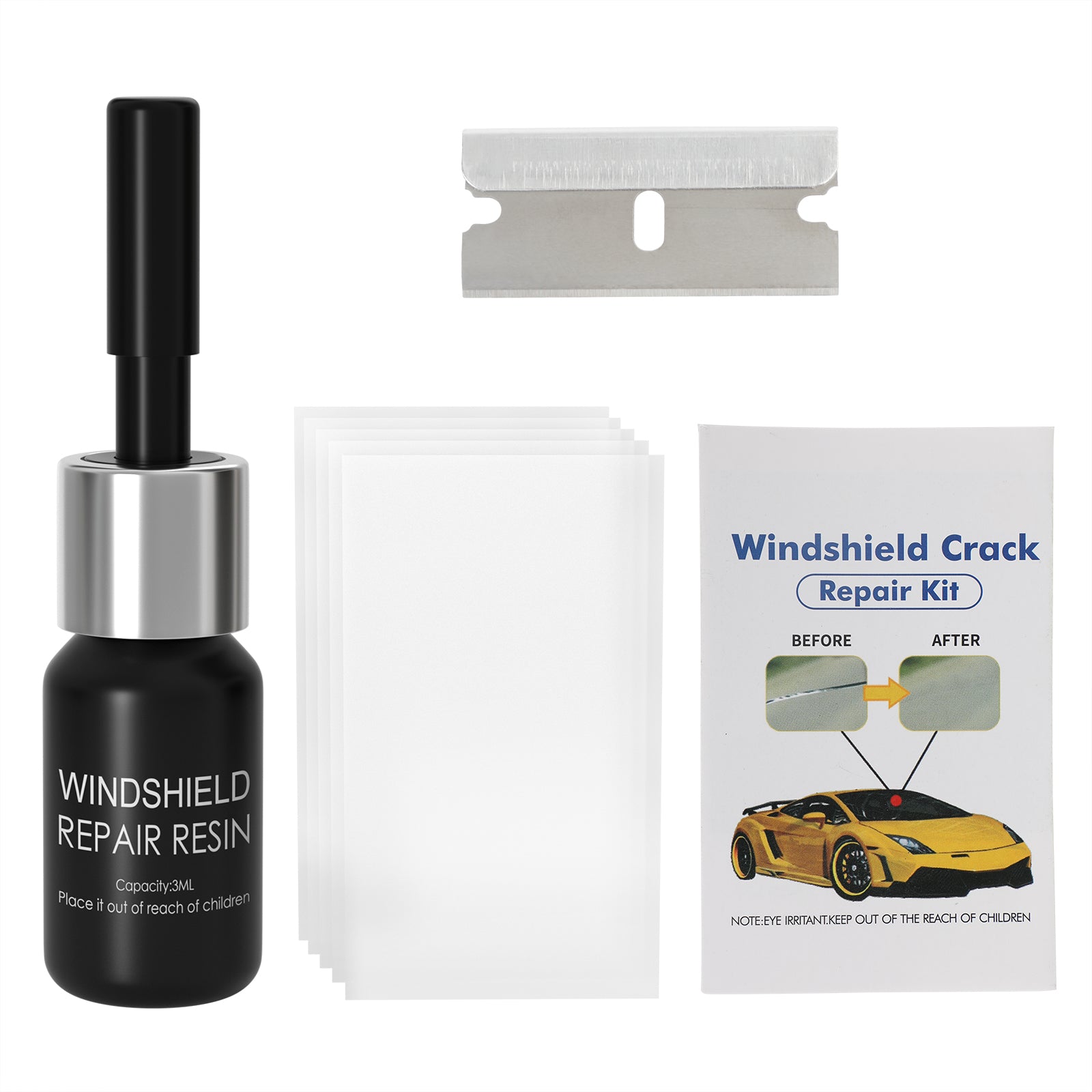 Carter de pare-brise pour l'outil de réparation fissurée Auto Verre Auto Nano Repair Repair Fluid