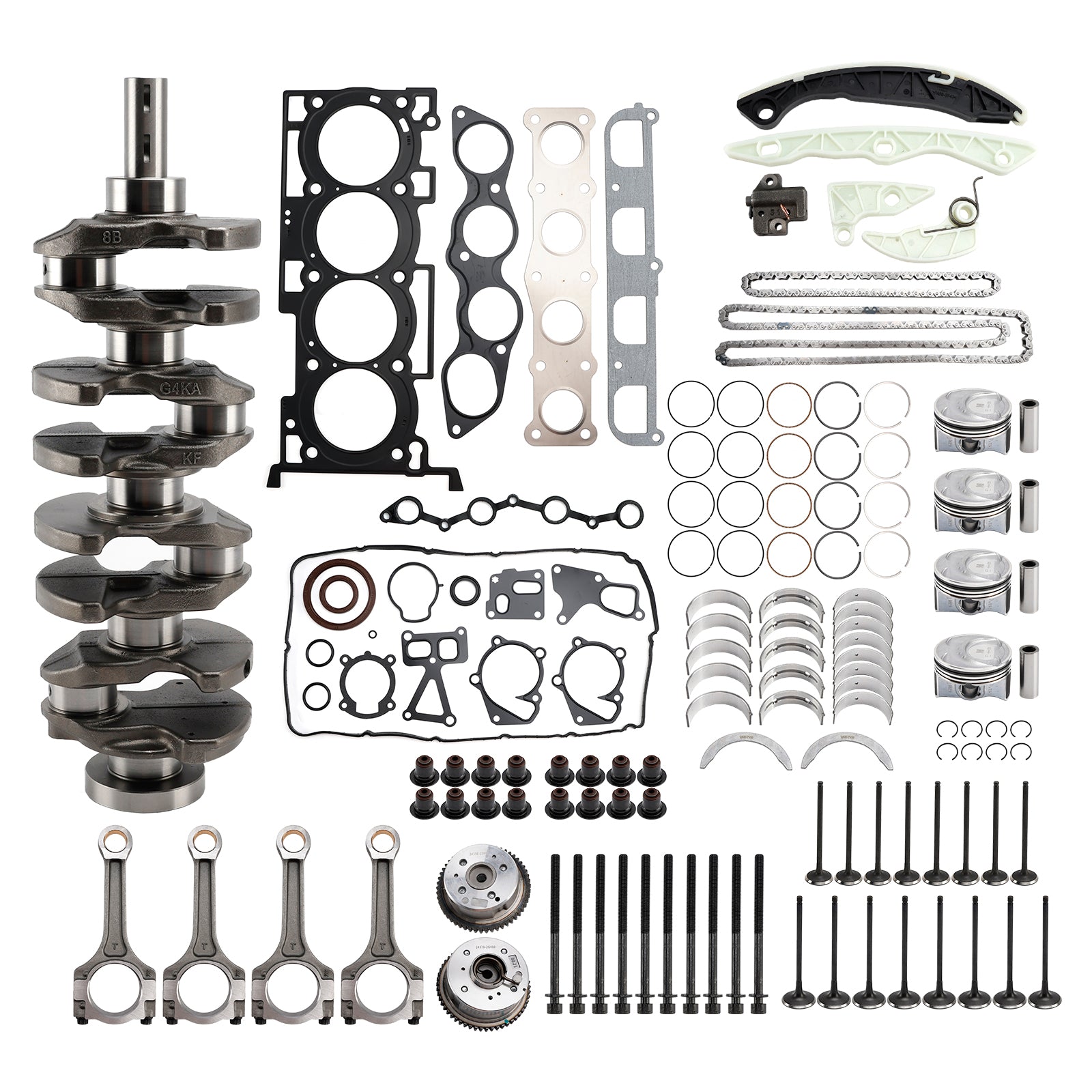 2011-2016 Hyundai Sonata G4KF 2.0T Motor Rebuild Kit Vevaxel Con Rods Timing 231112G430 234102G400