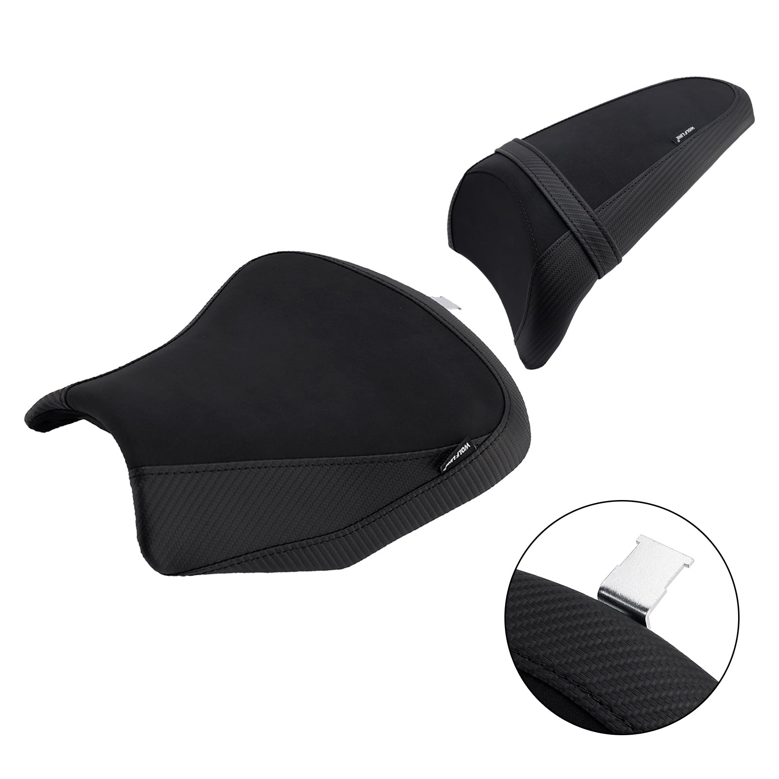 Front&Rear Raider Passenger Cushion Kit Black For Kawasaki Ninja 650 Z650 17-25