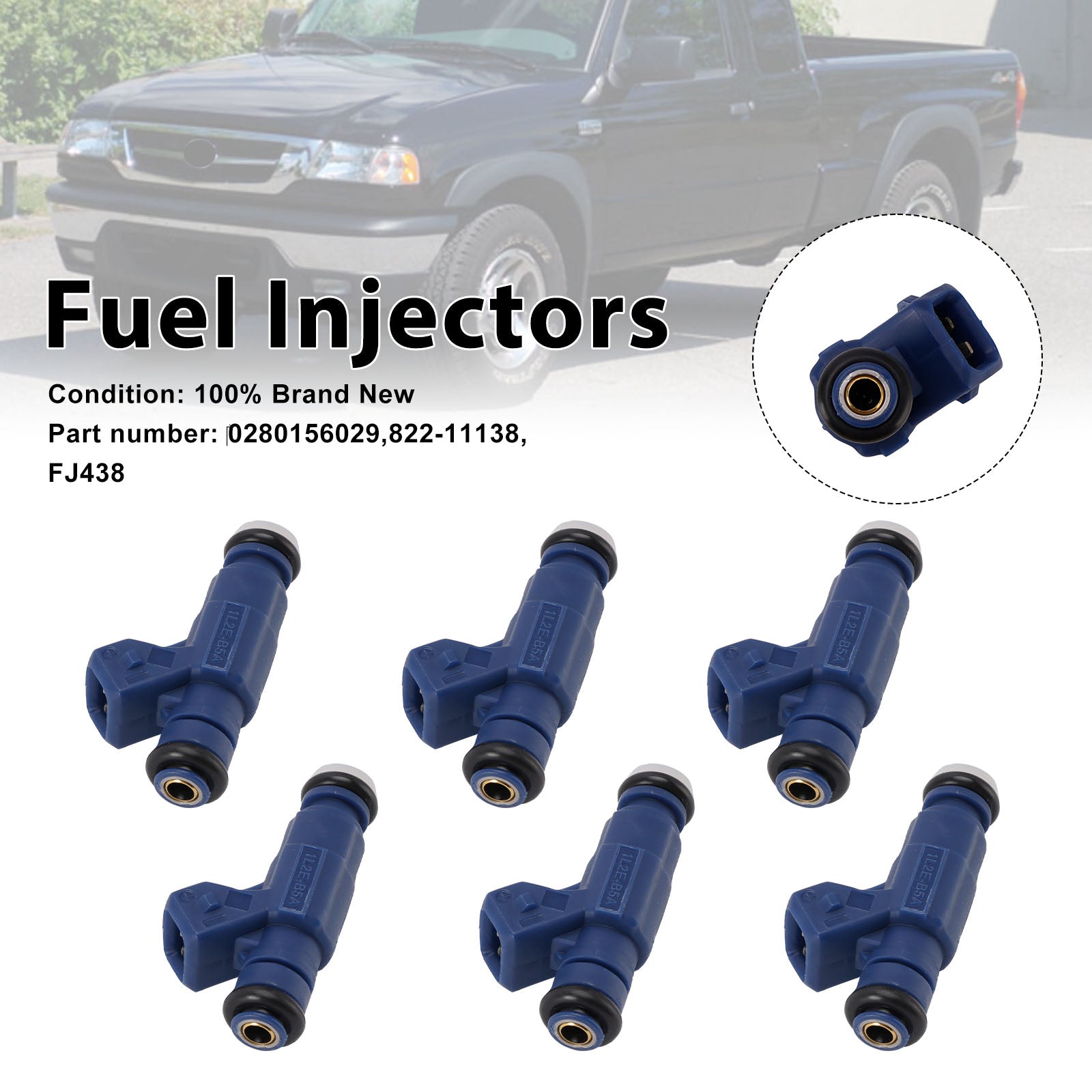 6PC 822-11138 Fuel Injectors 0280156029 For Mercury Mountaineer Ford Ranger Explorer