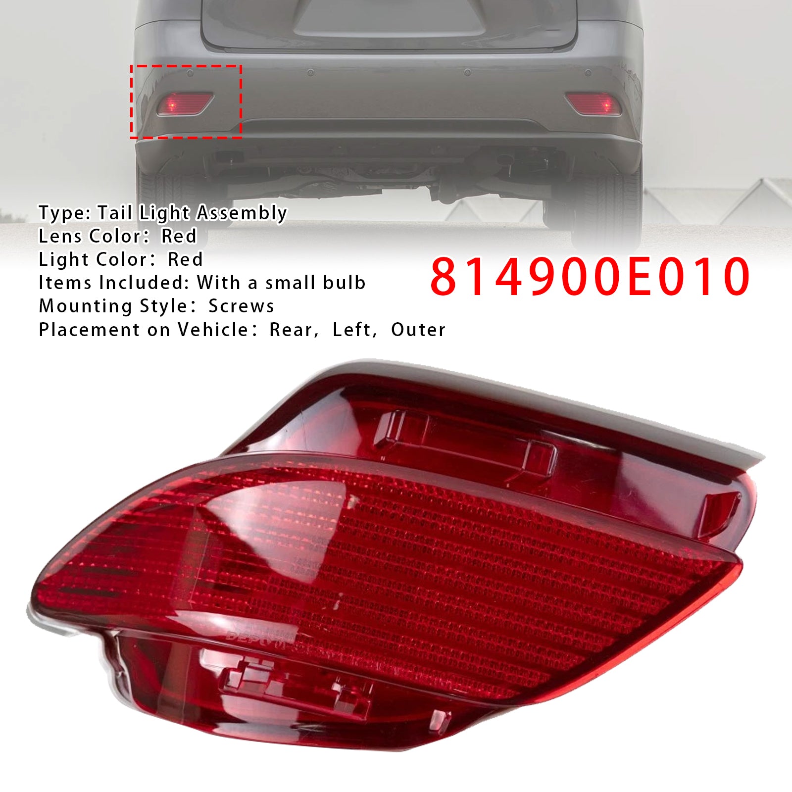 Left Rear Bumper Reflector 814900E010 For Lexus RX350 RX450h 2010-2015 USA