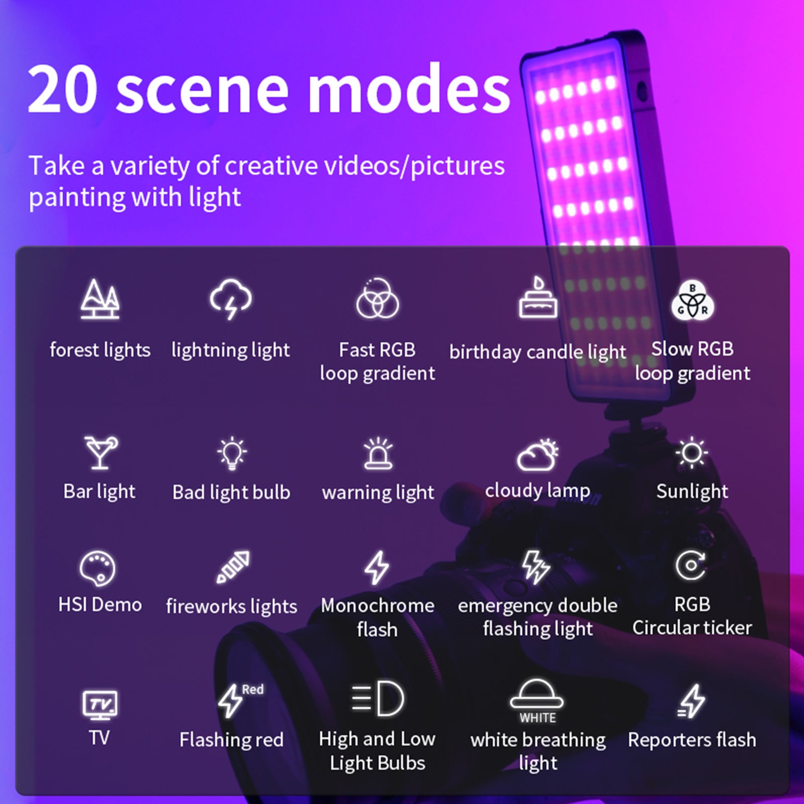 D02 RGB Fill Light Video Camera Mobiltelefon live i full färg LED-fyllningsljus