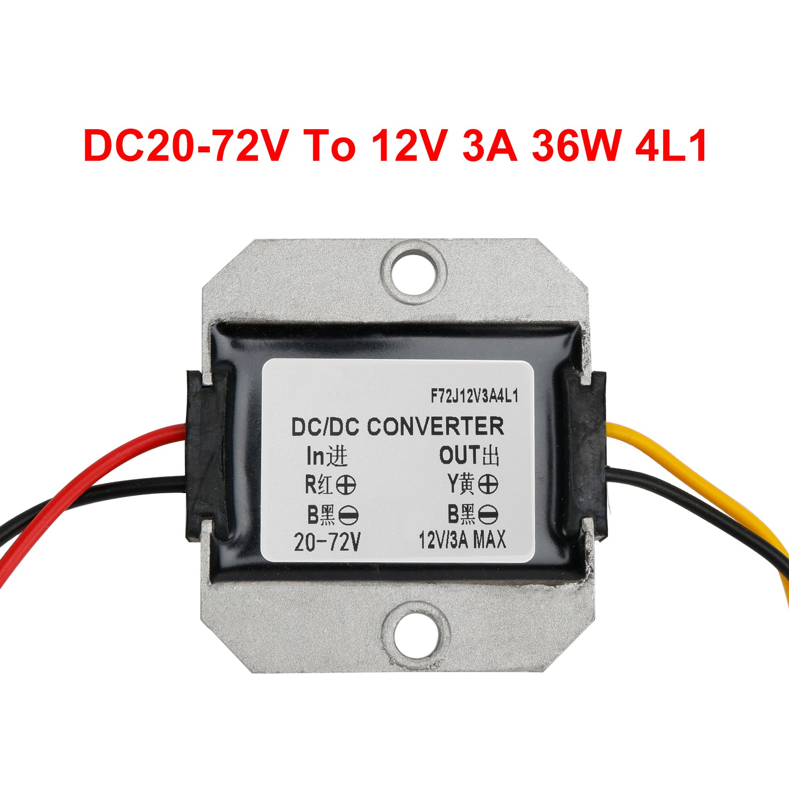 Converter de degrau de buck à prova d'água 20-72V para DC12V 3A Módulo de energia do carro