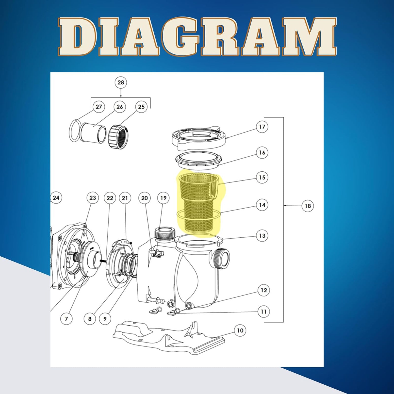 Grote mandpomp 355667 Voor zwembad- en spapomp