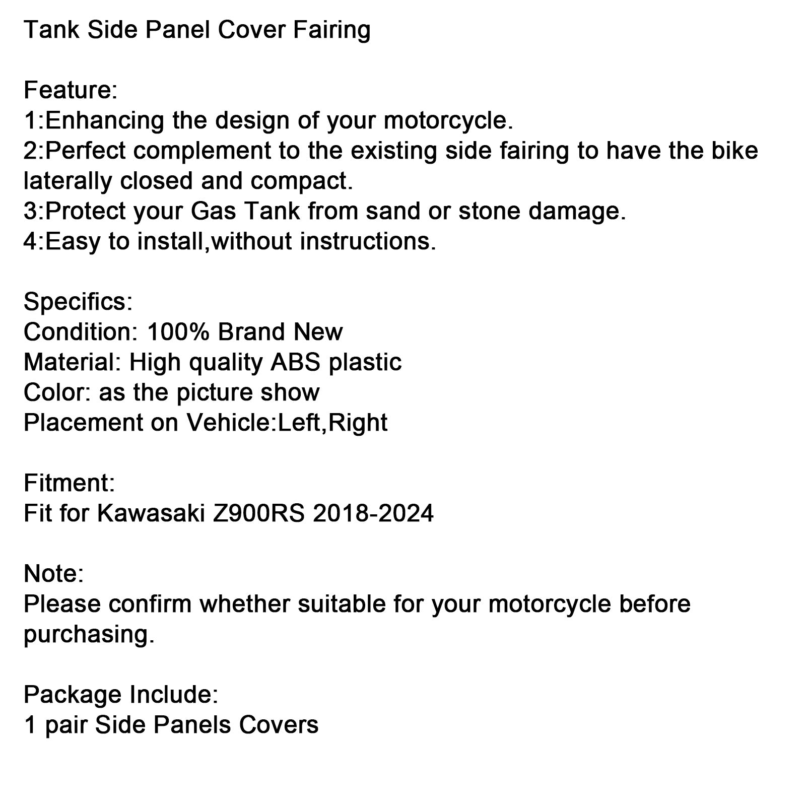 2018-2024 Kawasaki Z900RS Gas Tank Side Cover Panel Fairing Cowl