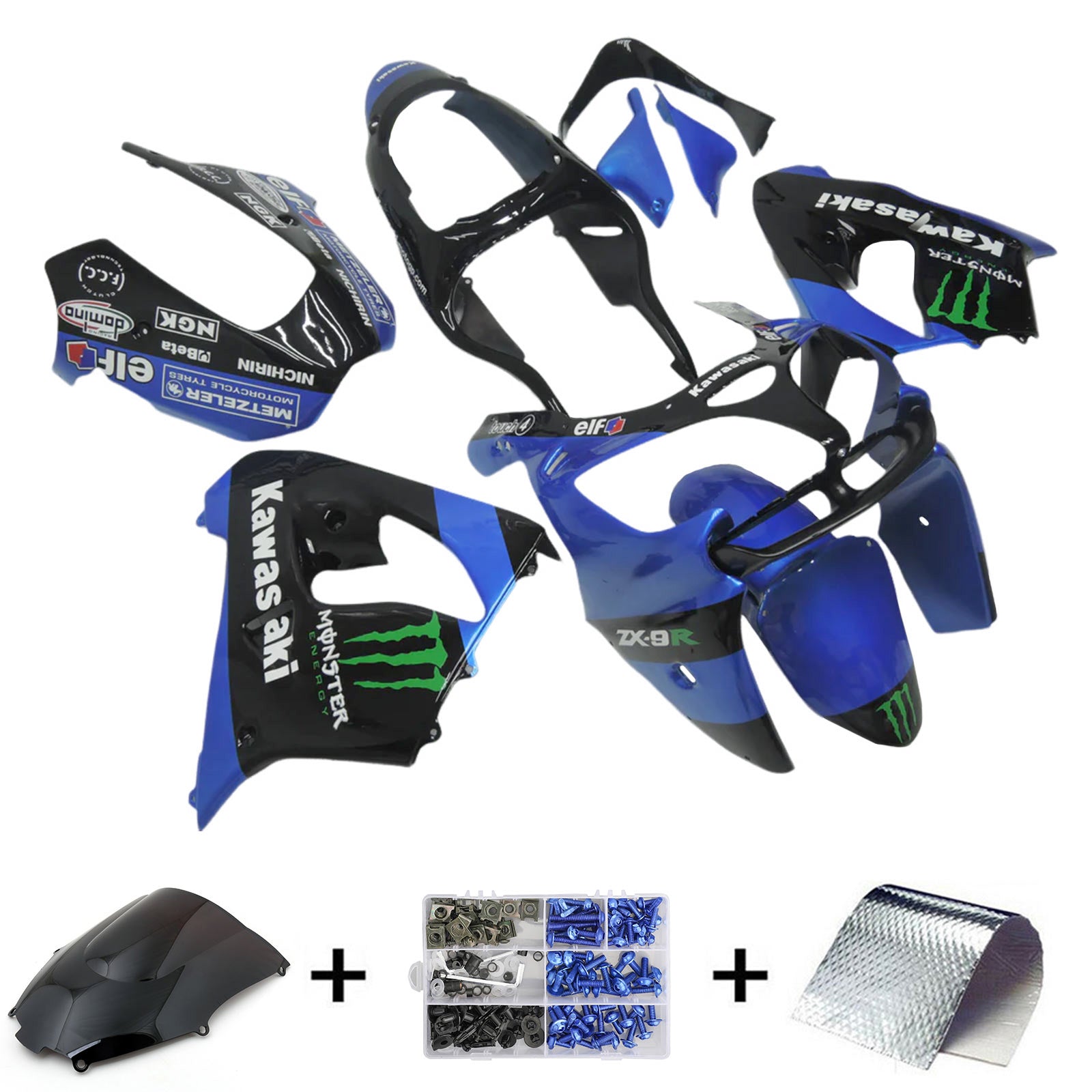 2000-2001 Kawasaki ZX9R injectiekuipset carrosserie kunststof ABS