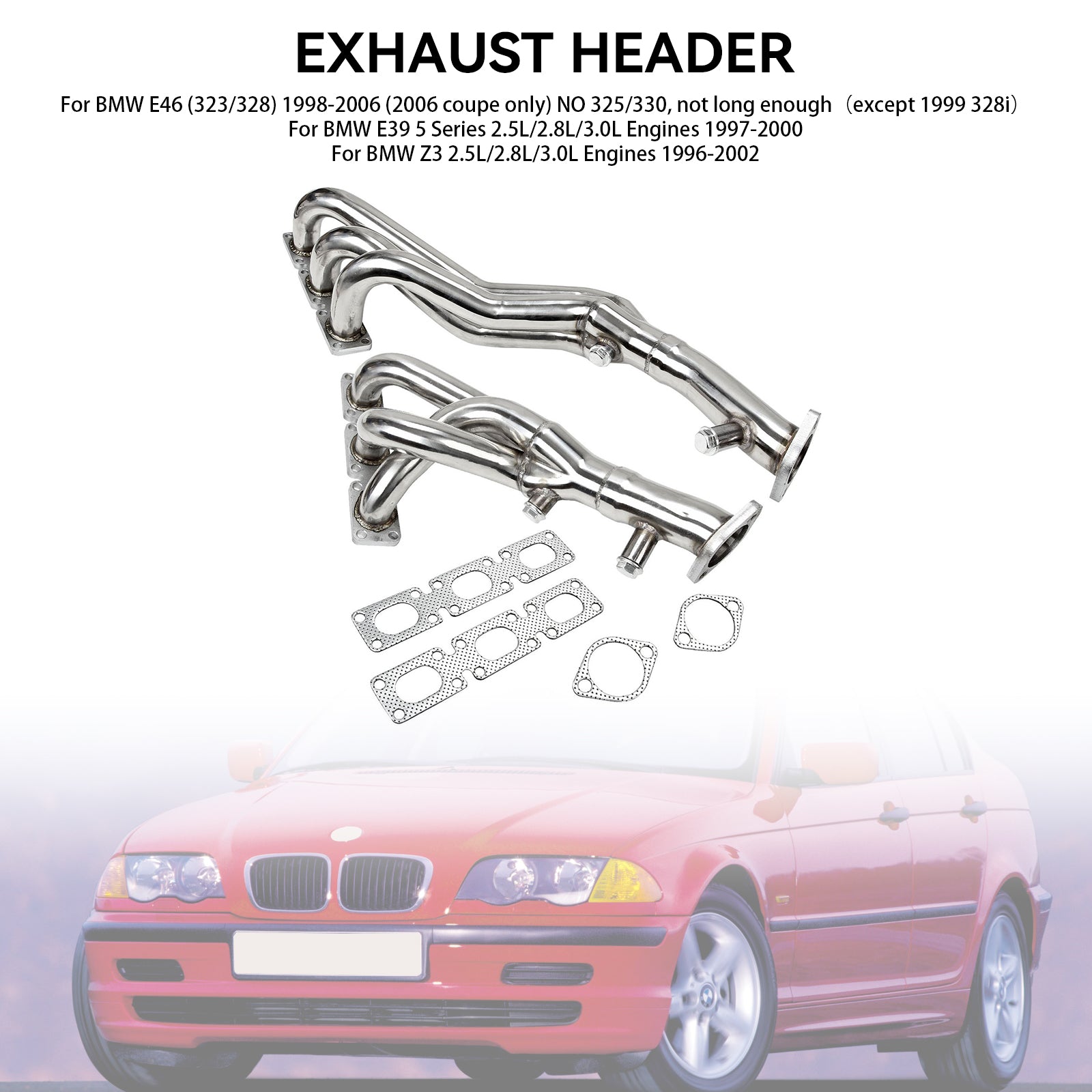 Rostfritt avgashuvudgrenrör Fit BMW E46 323i 328i Z3-528I M54 E93 E94