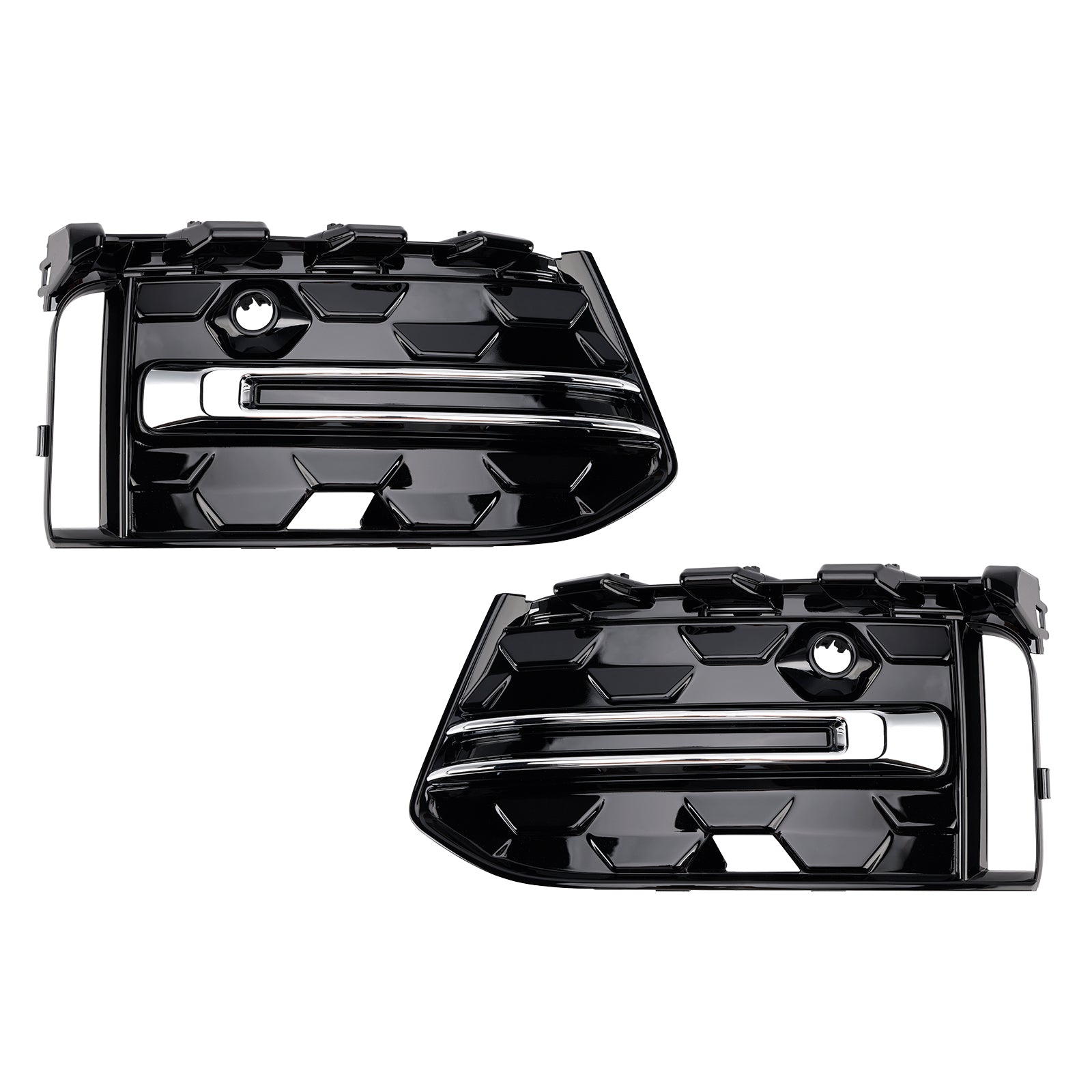 2023+ Audi A6 C8PA S-Line S6 2PCS Front Bumper Fog Light Grille Trim Black Chrome