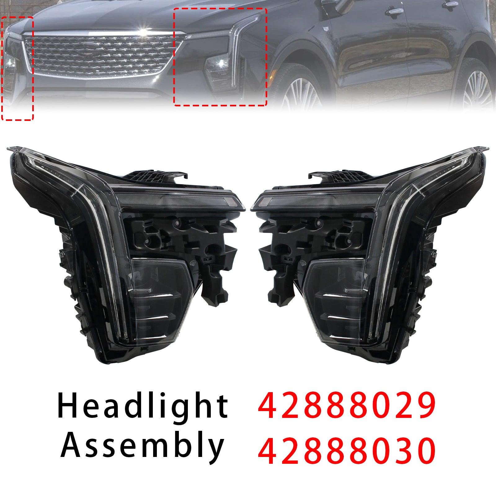 Left+Right LED Headlight Assembly 42888029 For Cadillac XT4 2024-2025