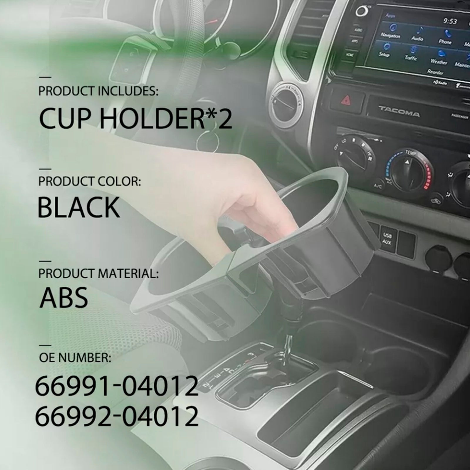 2005-2017 Toyota Tacoma 2 STUKS Rechts + Links Zwart Middenconsole Bekerhouder Insert