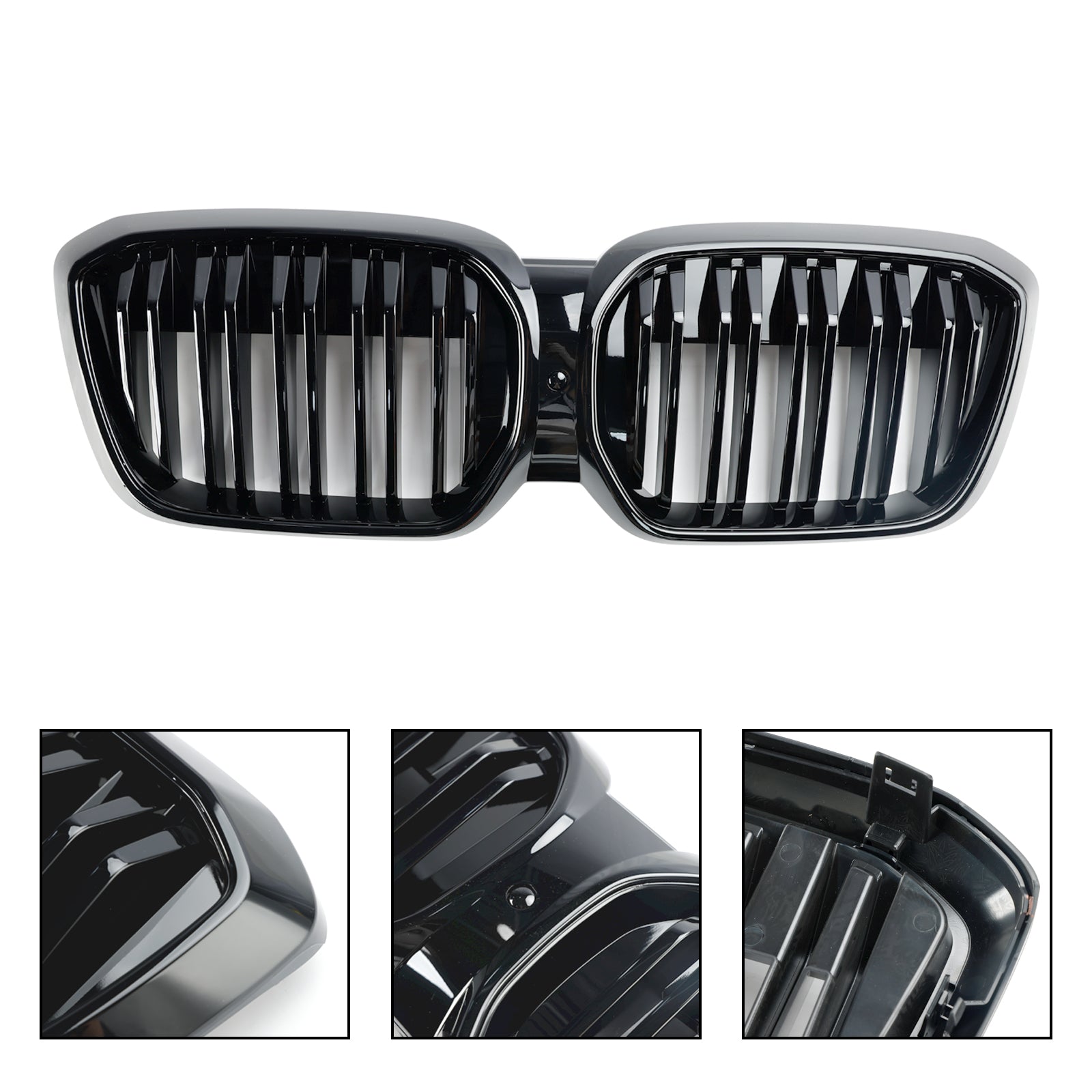 2022 2023 2024 BMW IX3 G08 LCI Double Slat Gloss Black Front Kidney Grill Grille