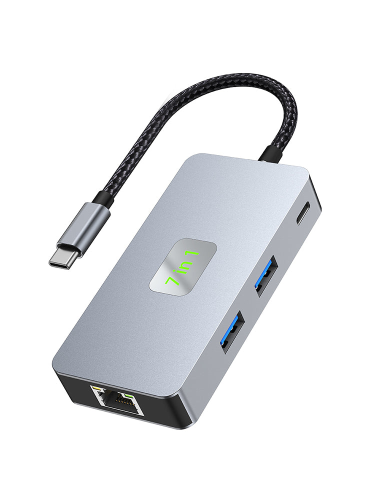 7 en 1 TYPE-CtoRJ45 2.5G 10G USB3.2 HDMI PD100W SD TF Interfaz Hub Adaptador Dock