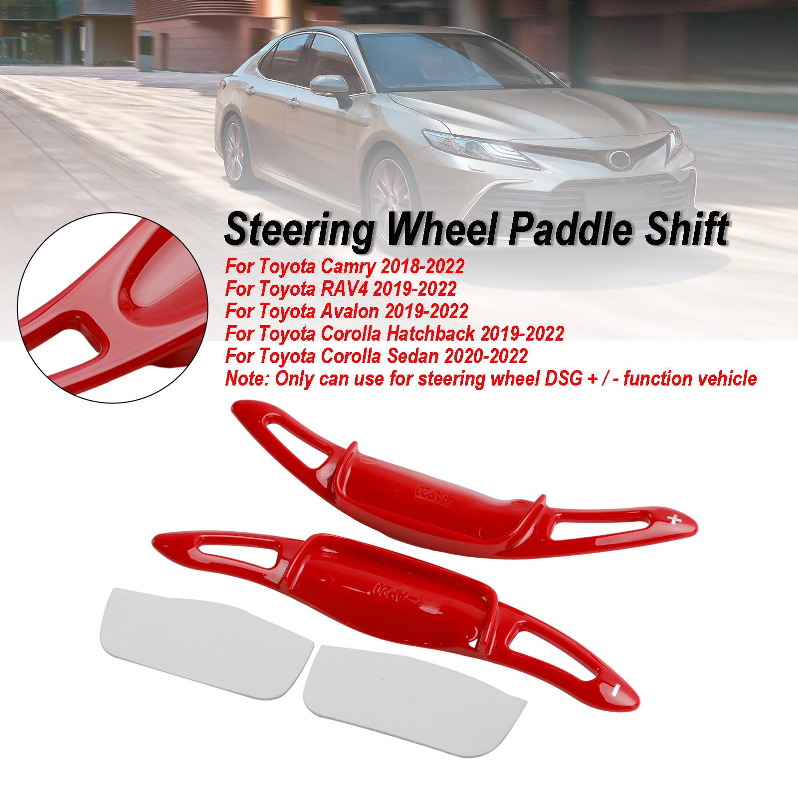 2pcs Red Wheel Roddle Shifter Extension Fit Toyota Camry Avalon Corolla