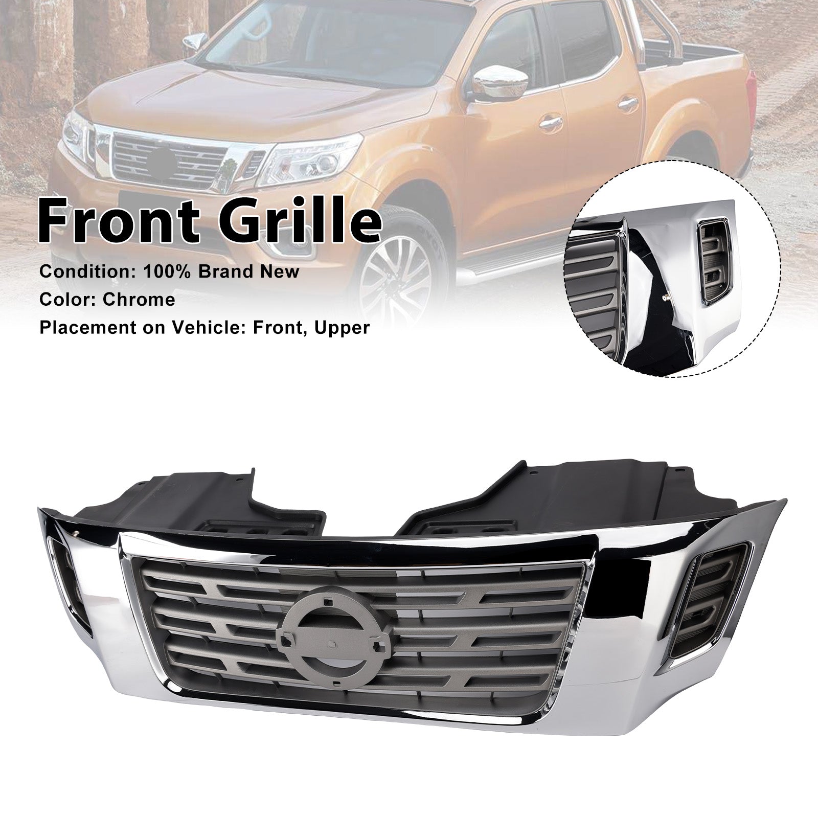 Chrome Front Bumper Grill Grille Fit Nissan Navara NP300 D23 2015-2020