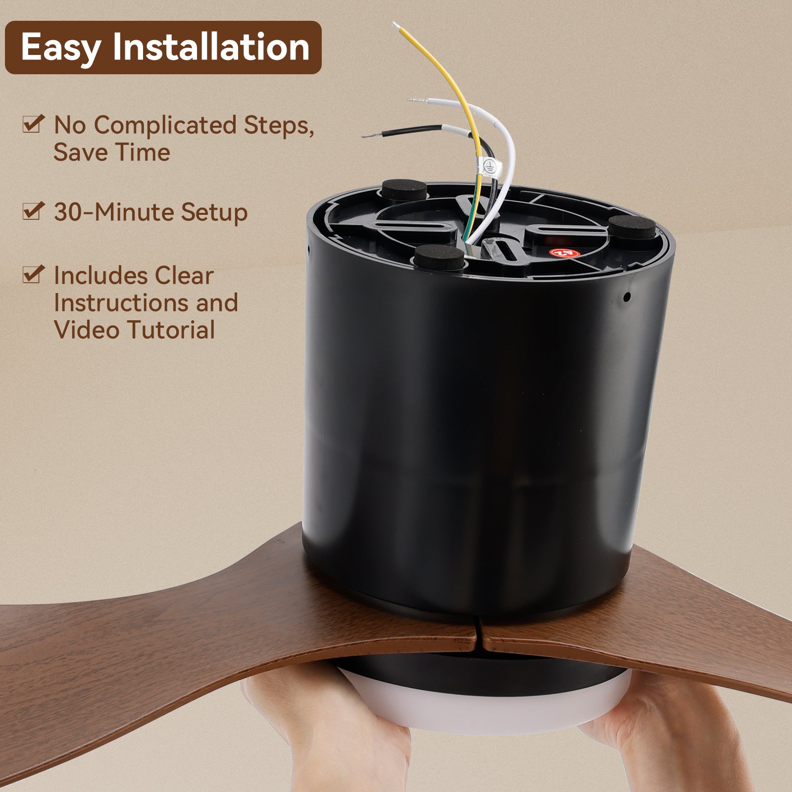 Jednosmerný motor 42" Stropný ventilátor Profile so svetlami, stmievateľný LED, diaľkové ovládanie/ovládanie aplikáciou