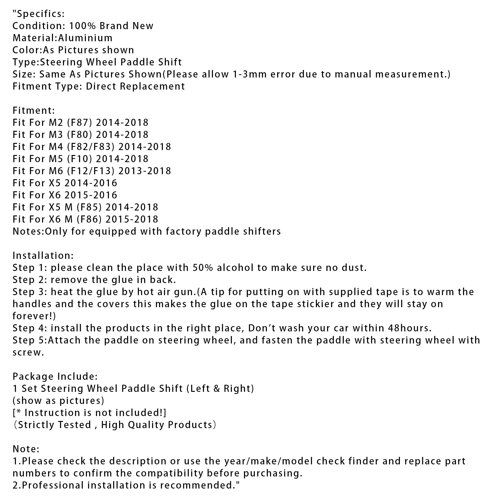 Ratthjulets skifterforlengelse for BMW M3 M4 x5m x6m aluminium