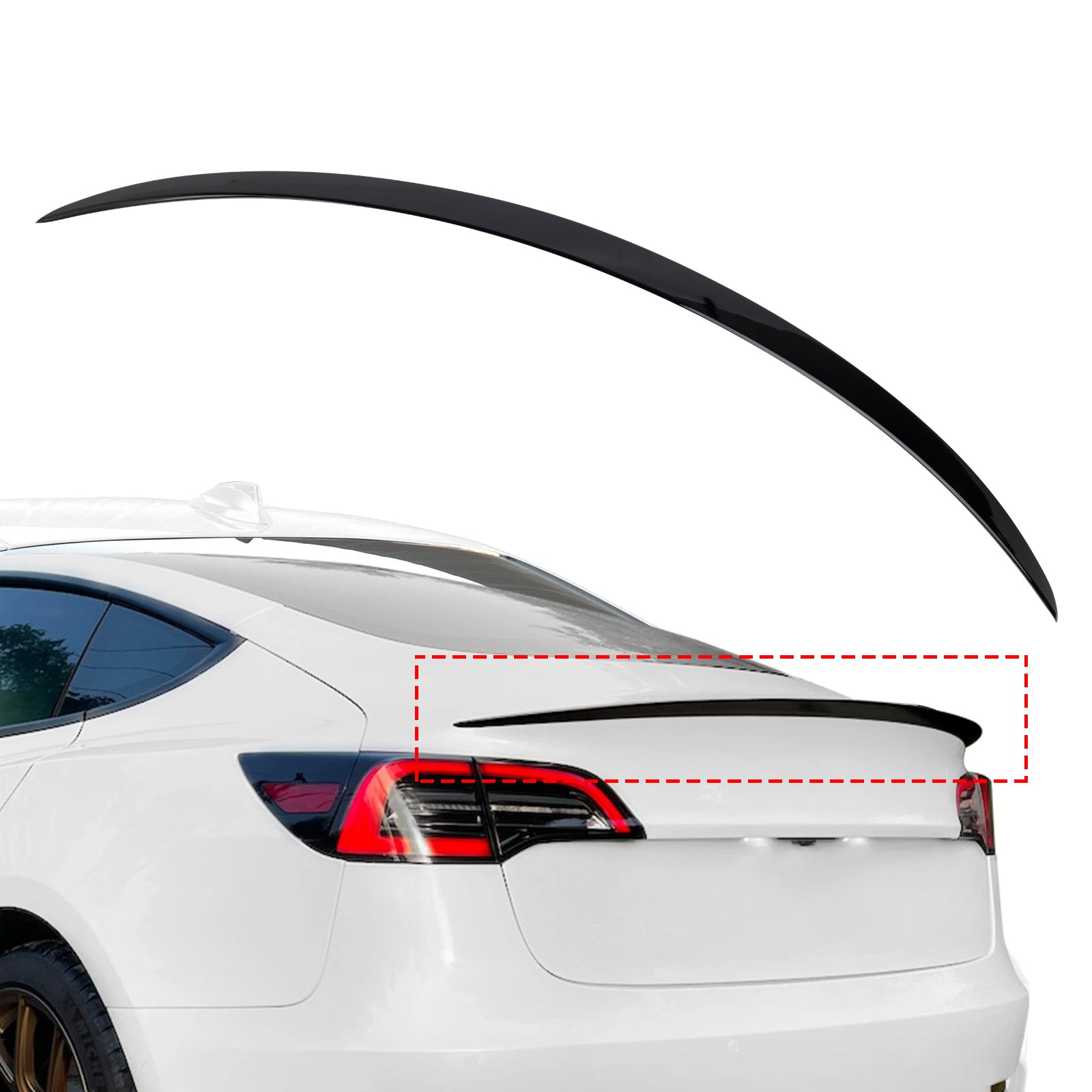 2017-2023 Tesla Model 3 Original Factory Style Gloss Black Rear Boot Spoiler Generic