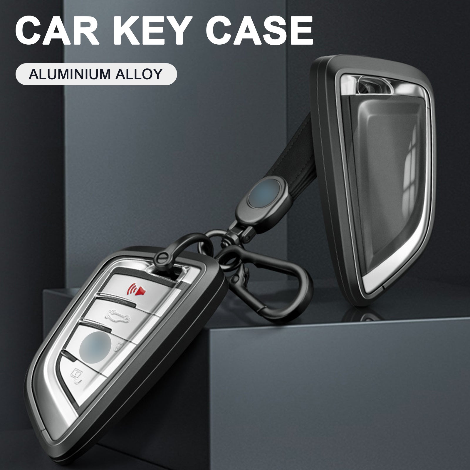 Aluminum Alloy TPU Silvery Car Key Case Cover With Buckle For BMW x3 x1 x5