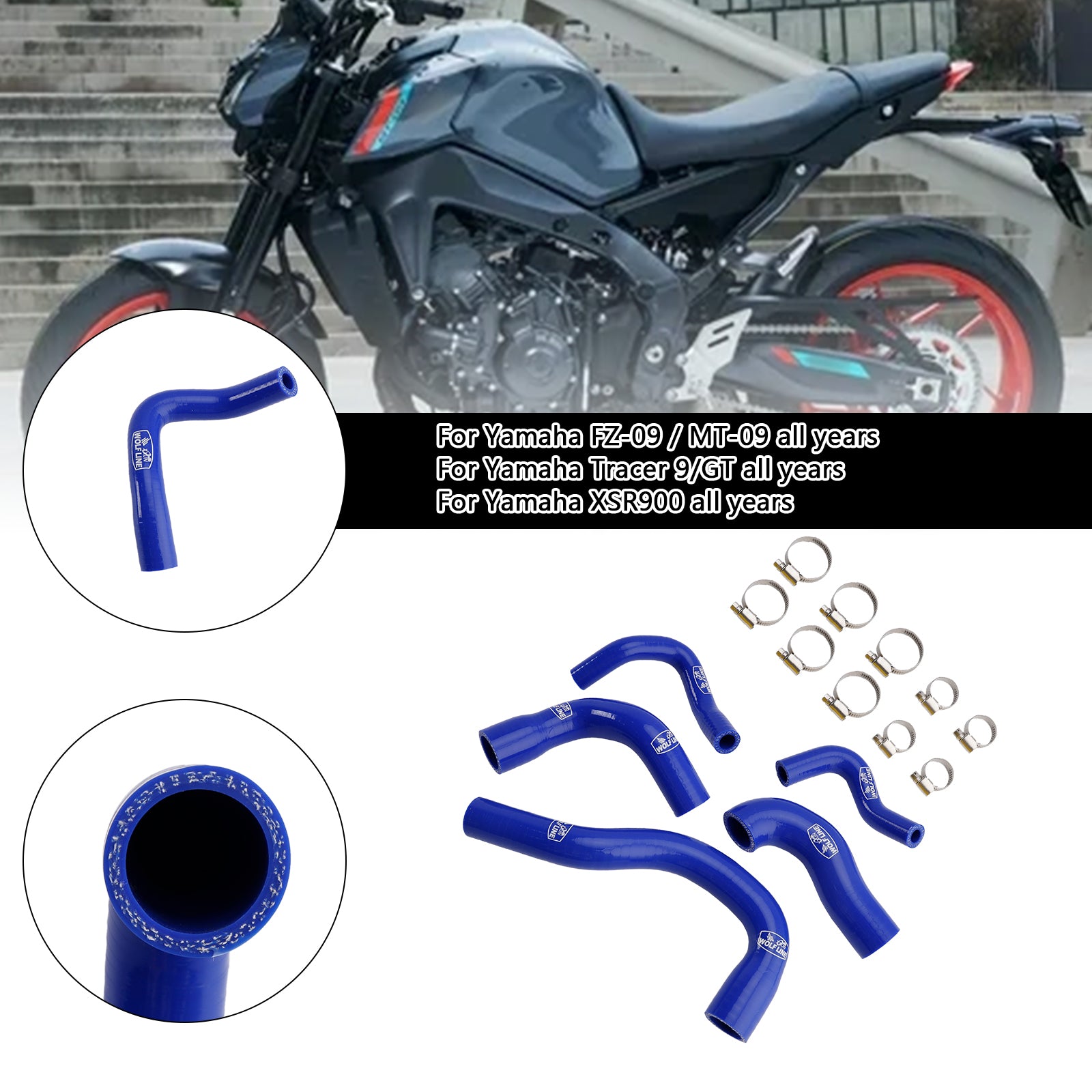 Yamaha MT-09 XSR900 TRACER 9/GT Todos os anos Silicone Radiator Coolant Mangueira