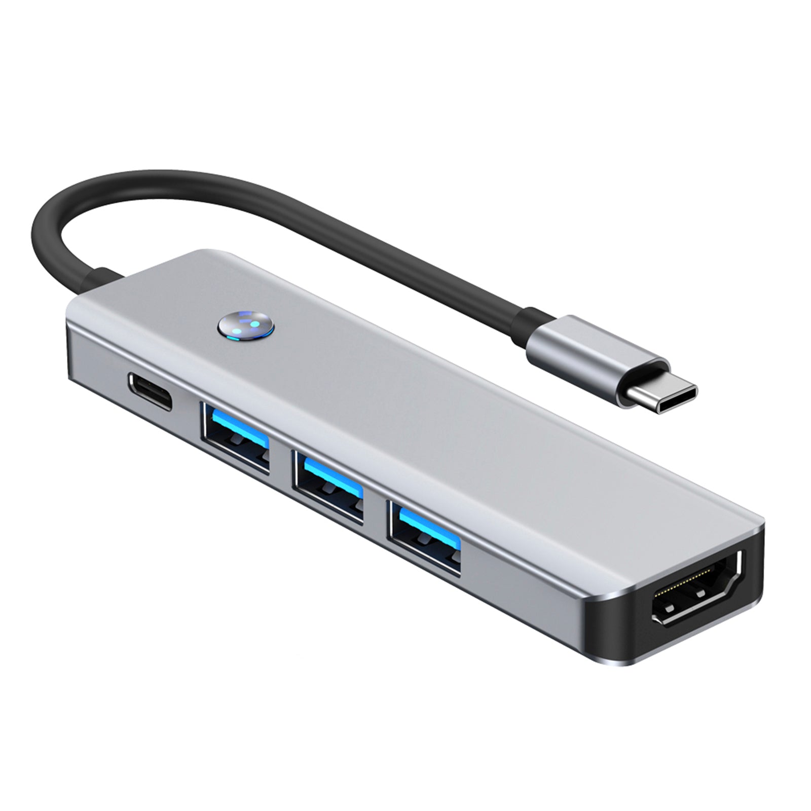 5 en 1 adaptador de concentrador de interfaz TYPE-C+USB3.0*1+USB2.0*2+HDMI+PD100W para MacBook