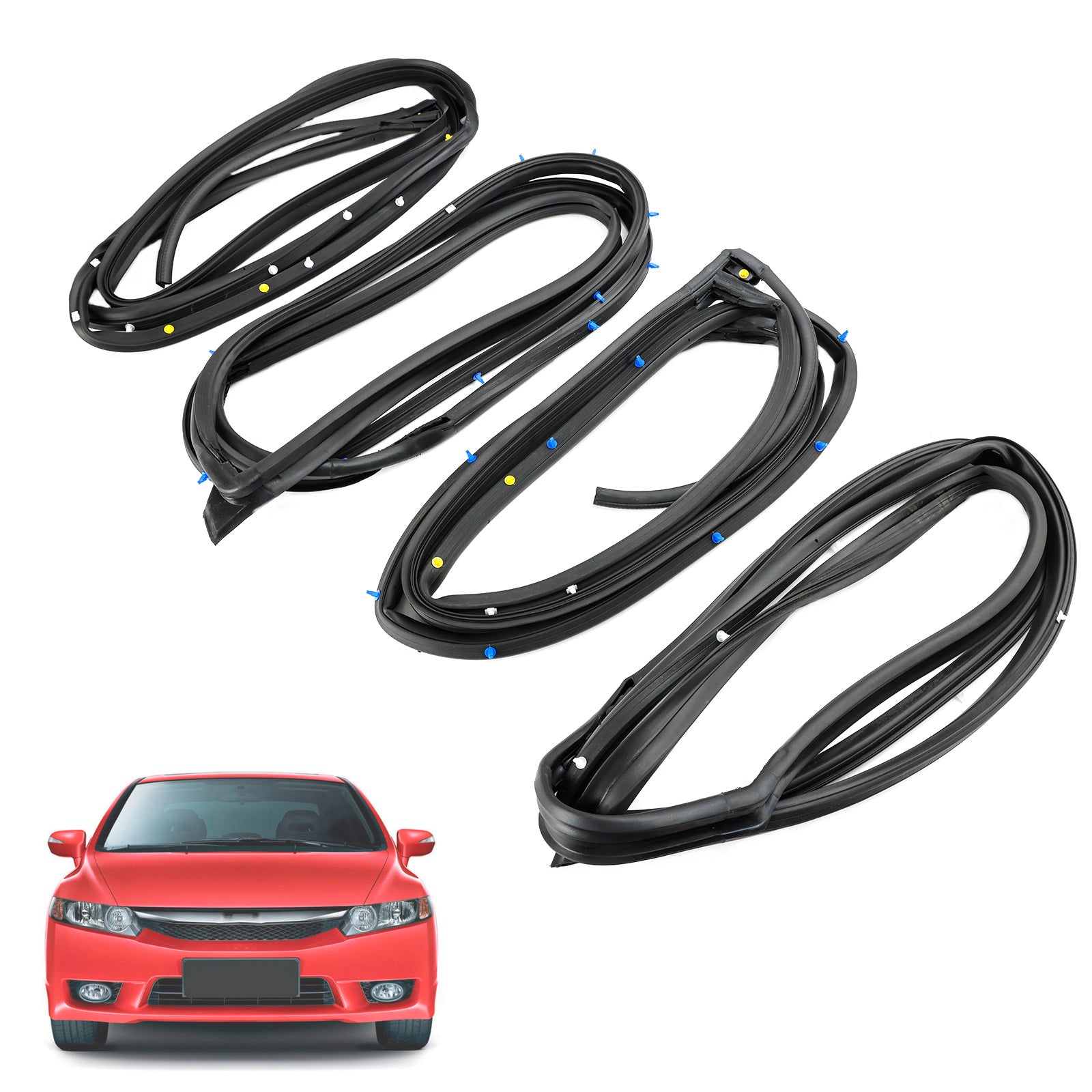 2006-2011 Honda Civic Door Weatherstrip Silence Opening Gasket 4pcs