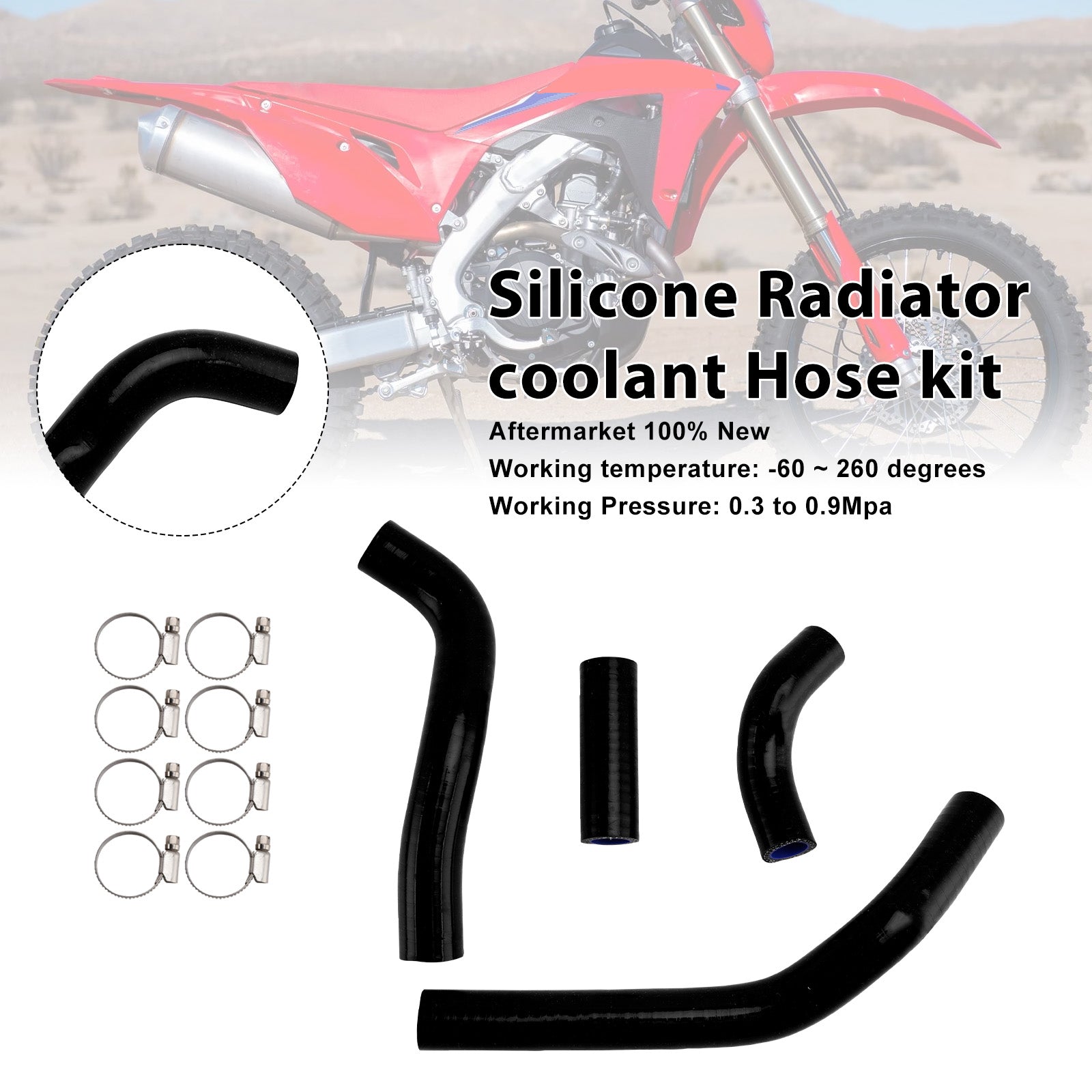 Silicone Radiator coolant Hose kit Fit For Honda CRF450R RX RWE 21-25