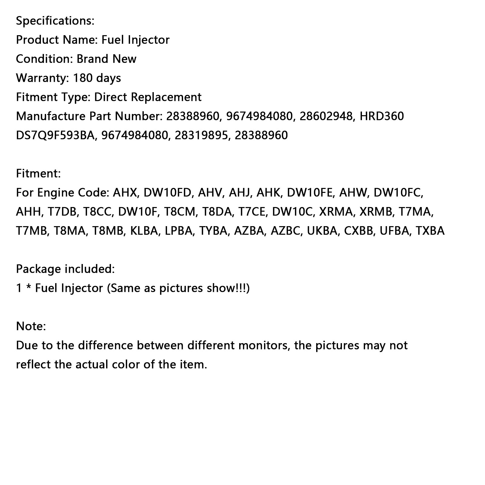 Delphi Diesel R7 1PCS Fuel Injector 28388960 9674984080 28602948