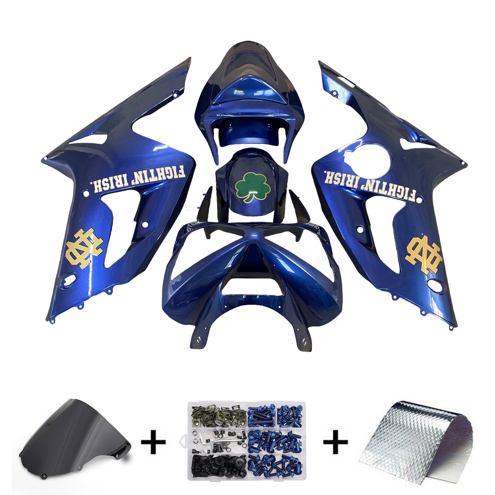 Injeksjon Fairing Kit Bodywork Plast Abs Fit for Kawasaki ZX6R 636 2003-2004