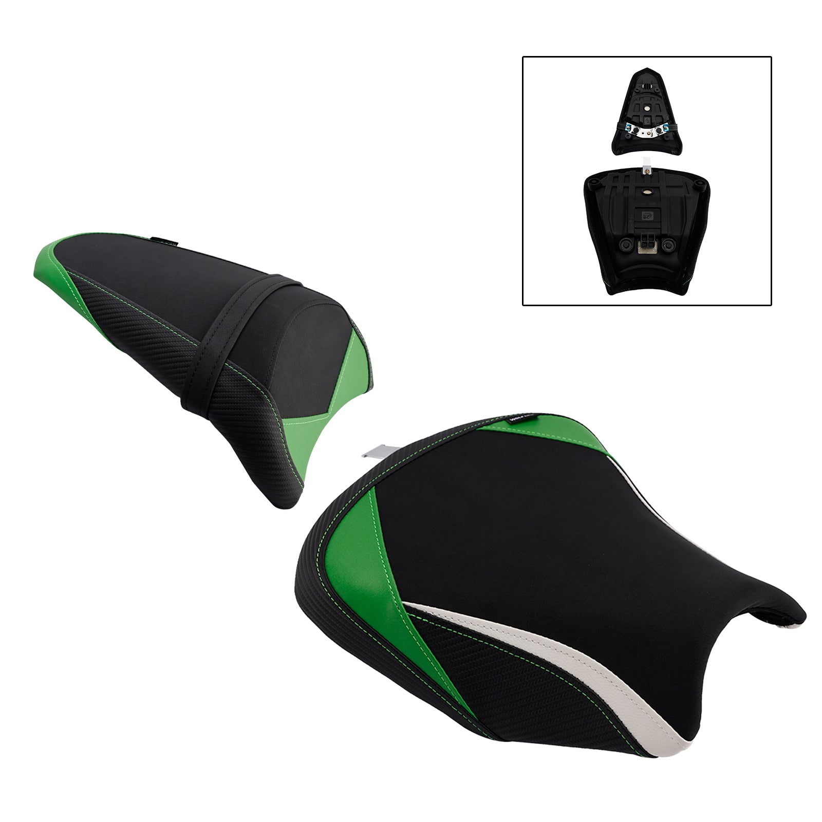 Driver&Passenger Seat Rear Cushion White For Kawasaki Ninja 650 Z650 2017-2025