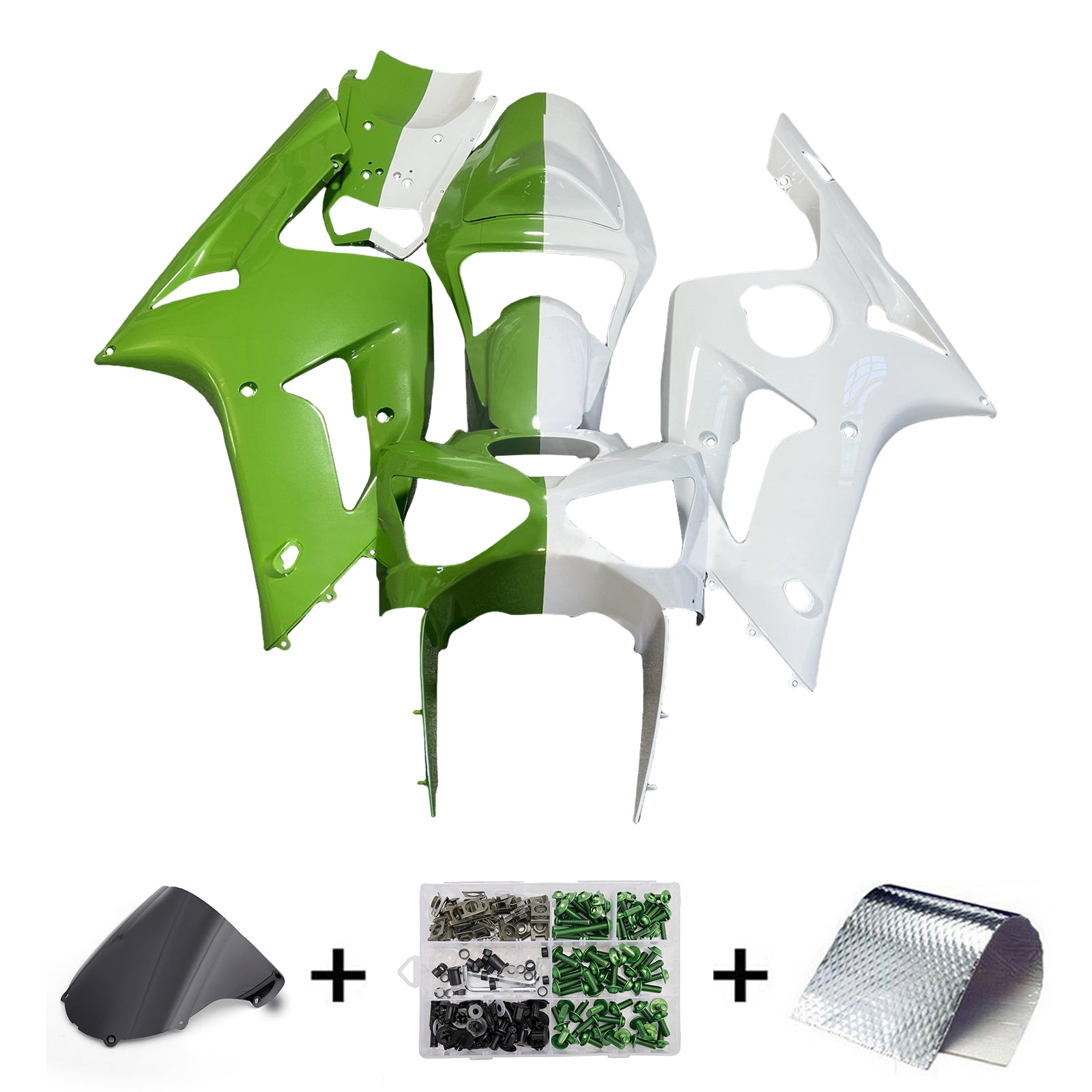 Injeksjon Fairing Kit Bodywork Plast Abs Fit for Kawasaki ZX6R 636 2003-2004