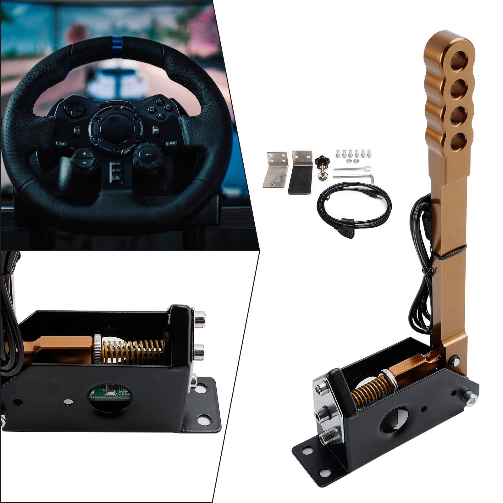 14bit PC USB SIM Racing Hand Brake so svorkou pre Assoto pre G27/G29/T300/T500