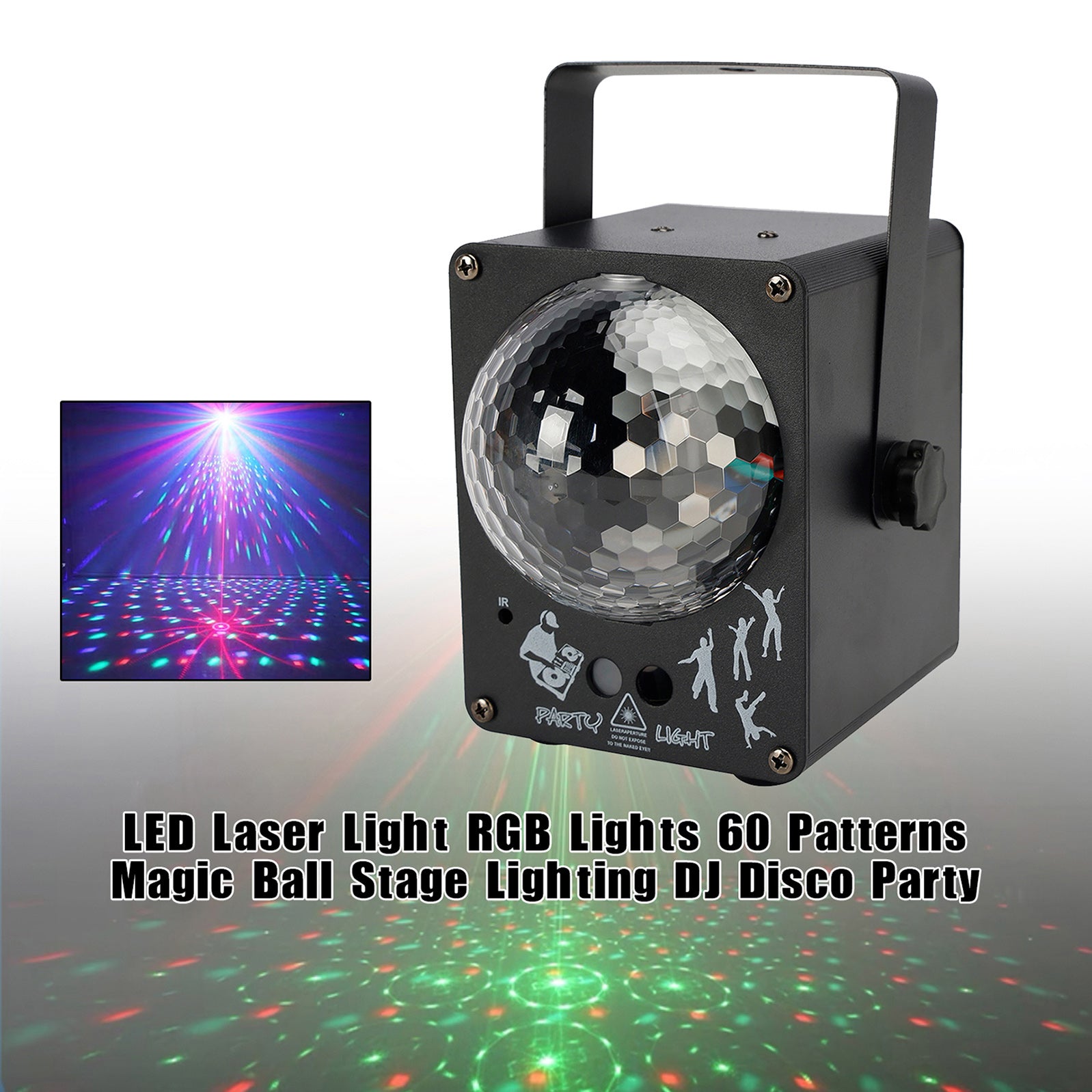 Lumière Laser LED RGB, 60 motifs, boule magique, éclairage de scène, DJ Disco Party