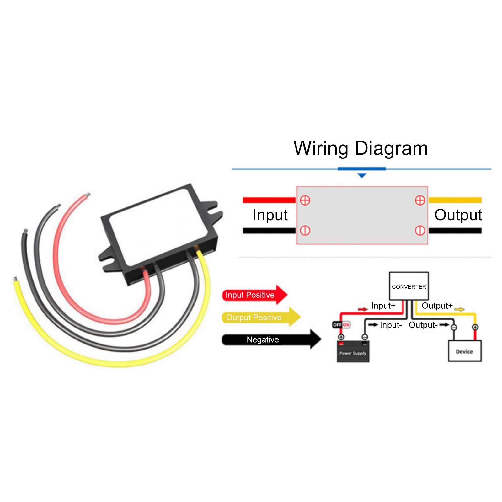 Waterproof DC-DC Converter 30-90V Step Down to 12V Power Supply Module 3A