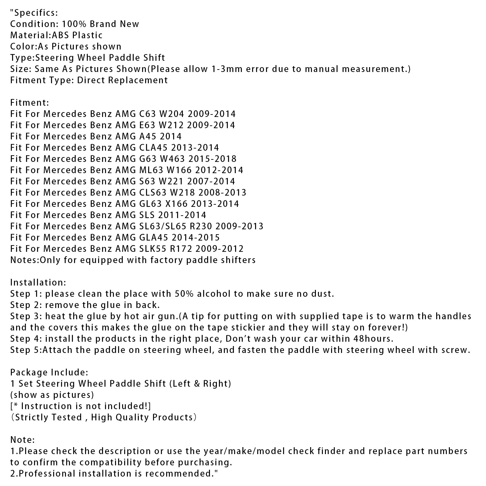 Stuurwiel schakelpeddelverlenging voor Mercedes Benz AMG C63