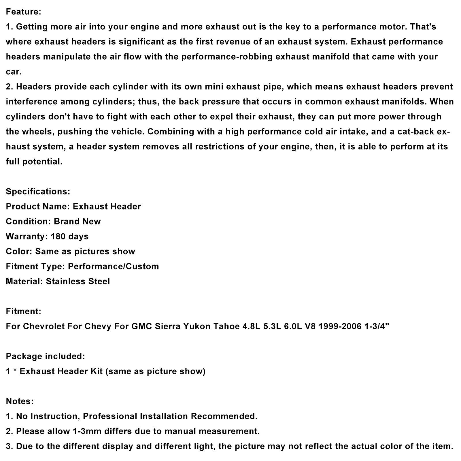 Exhaust Manifold Header Fit Chevy Car 150 210 Bel Air 1955-1957 Small Block