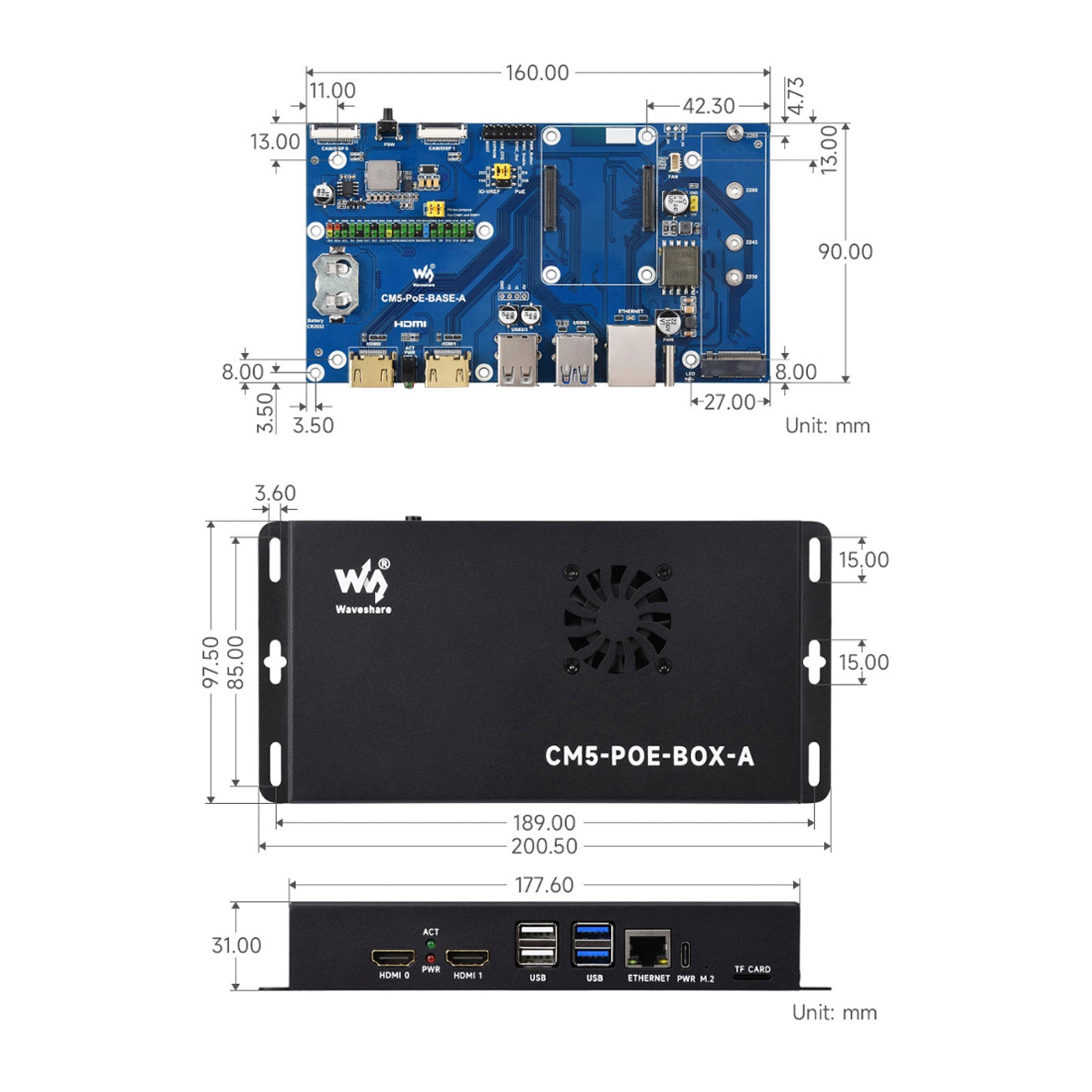 Raspberry Pi CM5 PoE-uitbreidingskaart Computermodule Plintondersteuning M.2 NVMe