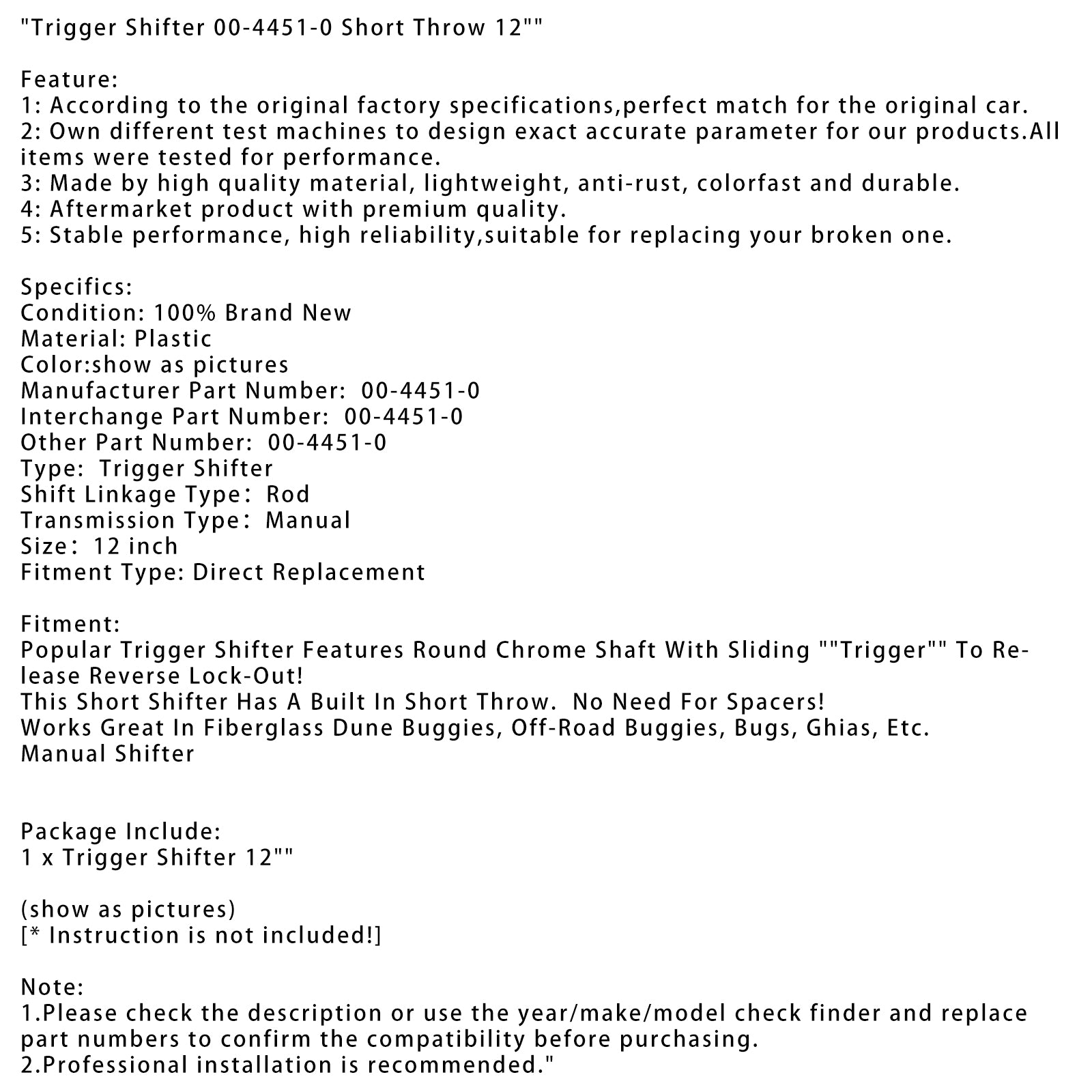 Avtrekkergir 00-4451-0 Kort slaglengde 12"