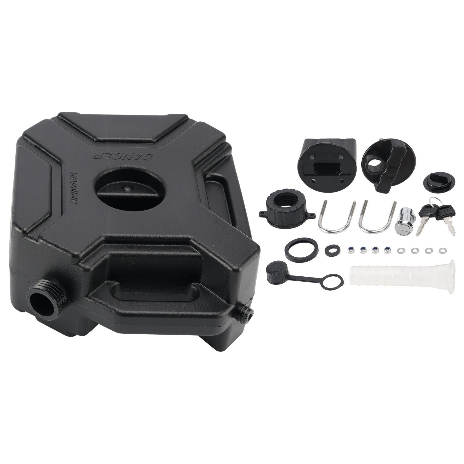 LOCKABLE MOTORCYCLE 5L OIL CAN FUEL CONTAINER RESERVE CANISTER W/HOLDER BLACK