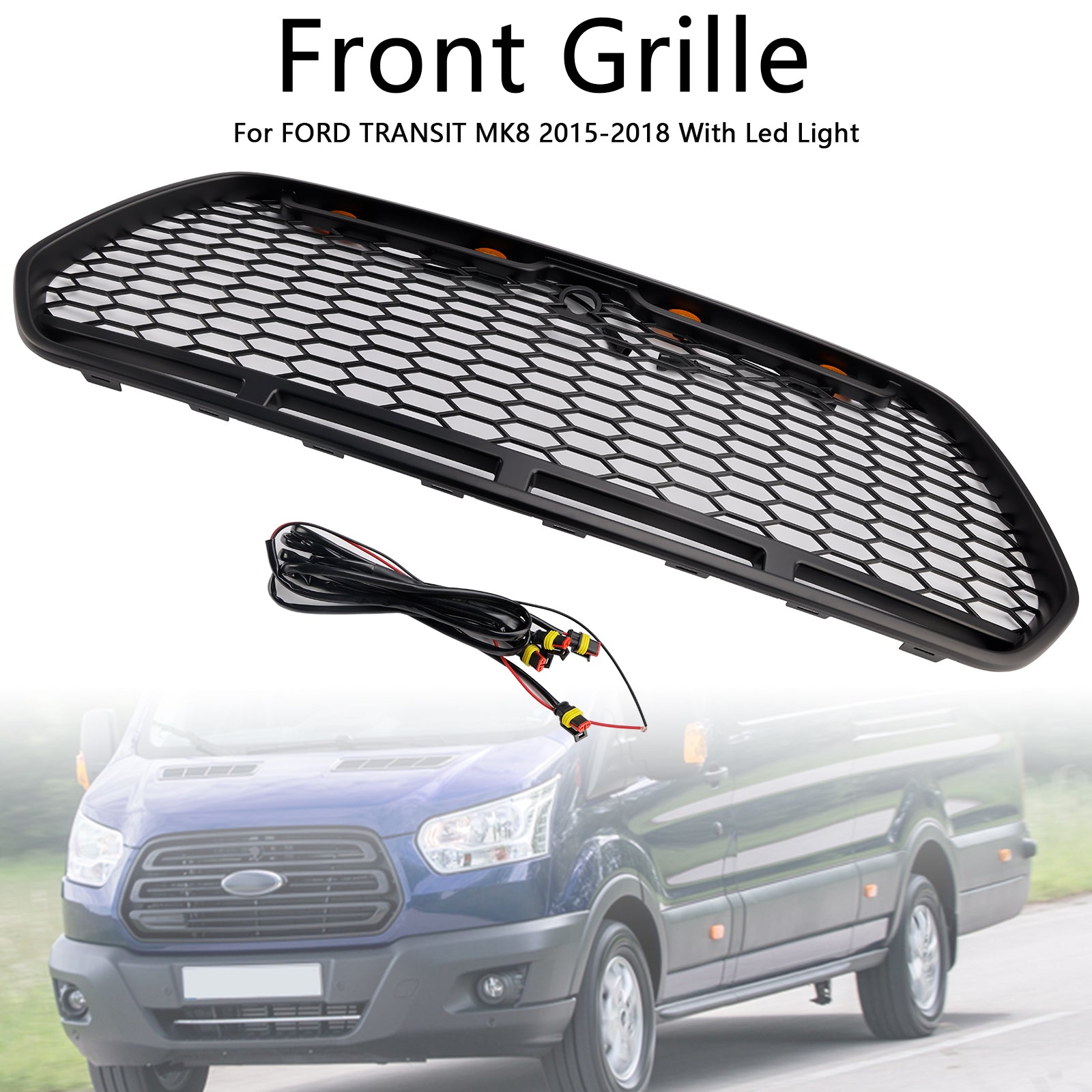 2015-2018 Ford Transit Mk8 Raptor s Matt Matt Black Front Bumper Grill Grill