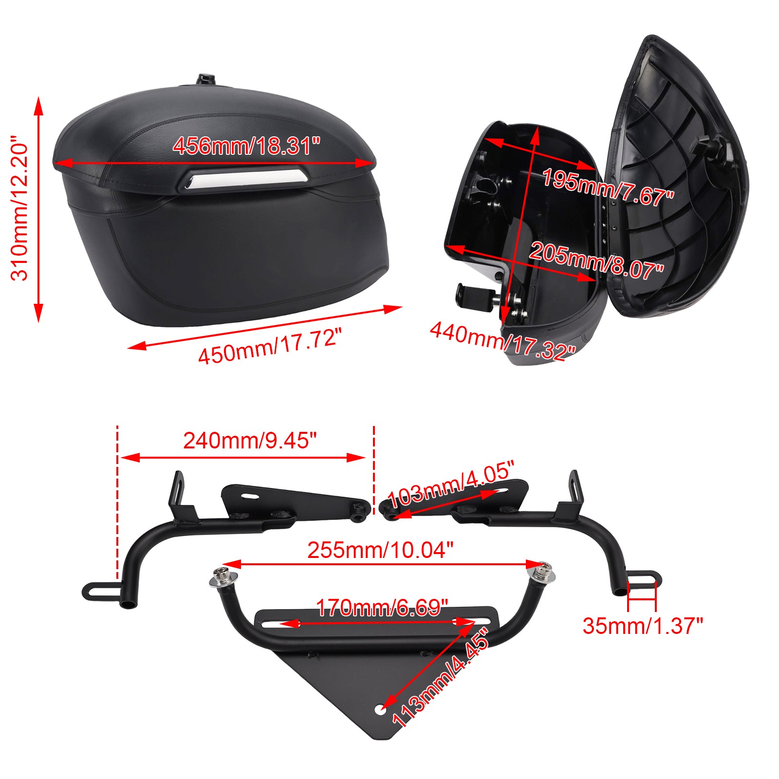 2004-2025 Sportster 883 1200 X48 Saddlebag Support Mountting Bracket Black