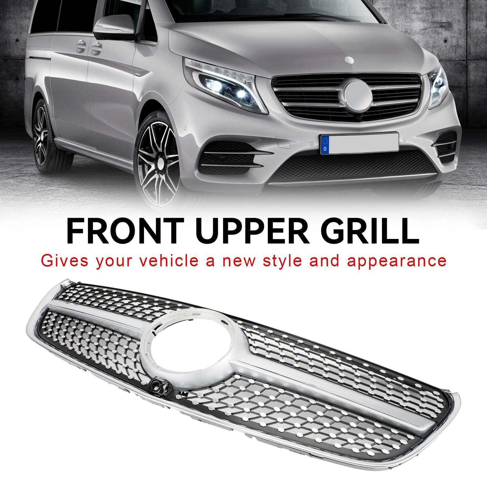 V-klasse W447 2014-03.2019 Mercedes Benz Diamond Front Bovenste Grille Grille