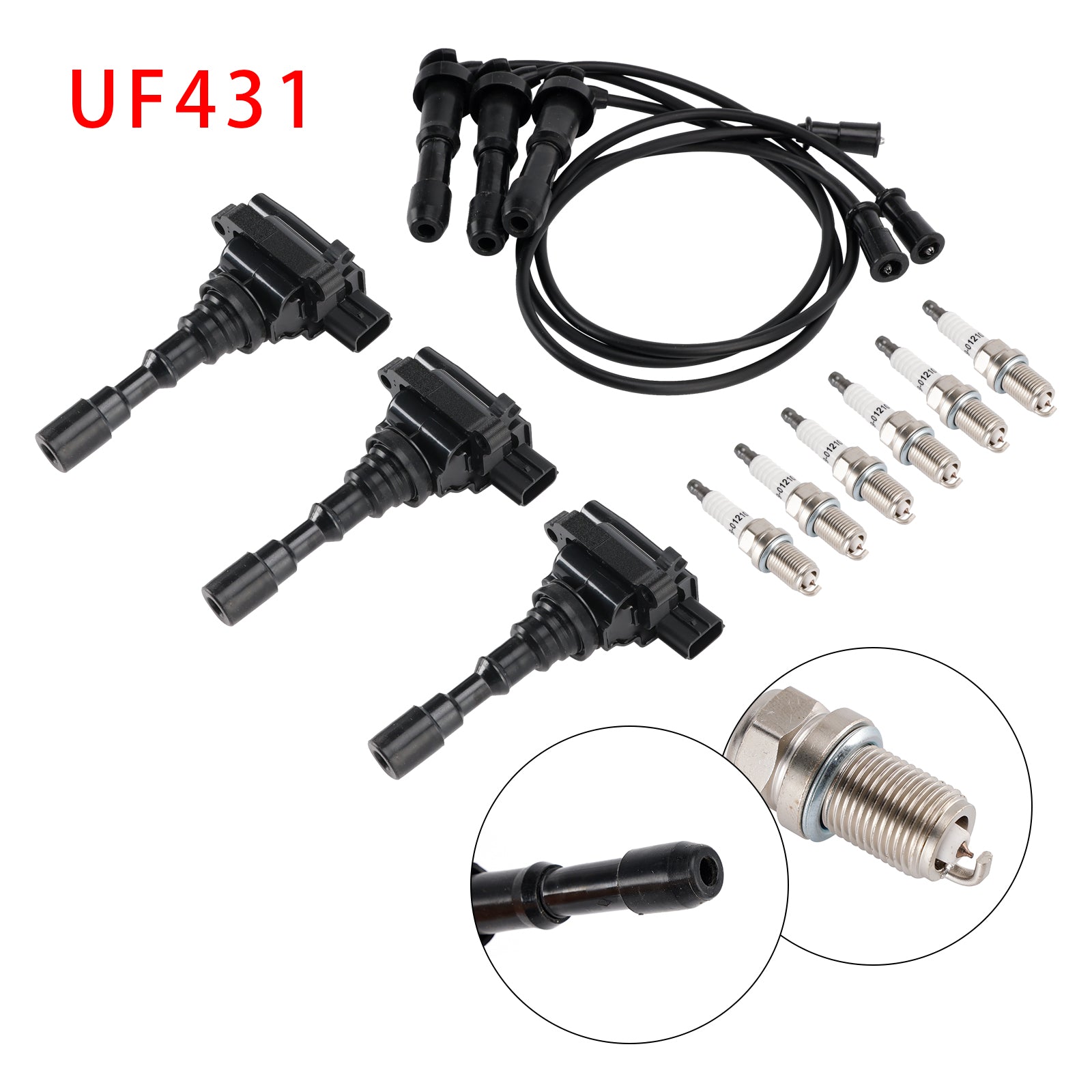 2003-2006 Kia Sorento 3.5L V6 3x Ontstekingsbobine & 6x Bougie & 3x Draadset UF431