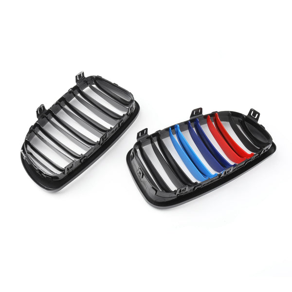 2007-2012 BMW E81 E82 E87 E88 2xGloss Black Mcolor Front Bumper Kidney Grille
