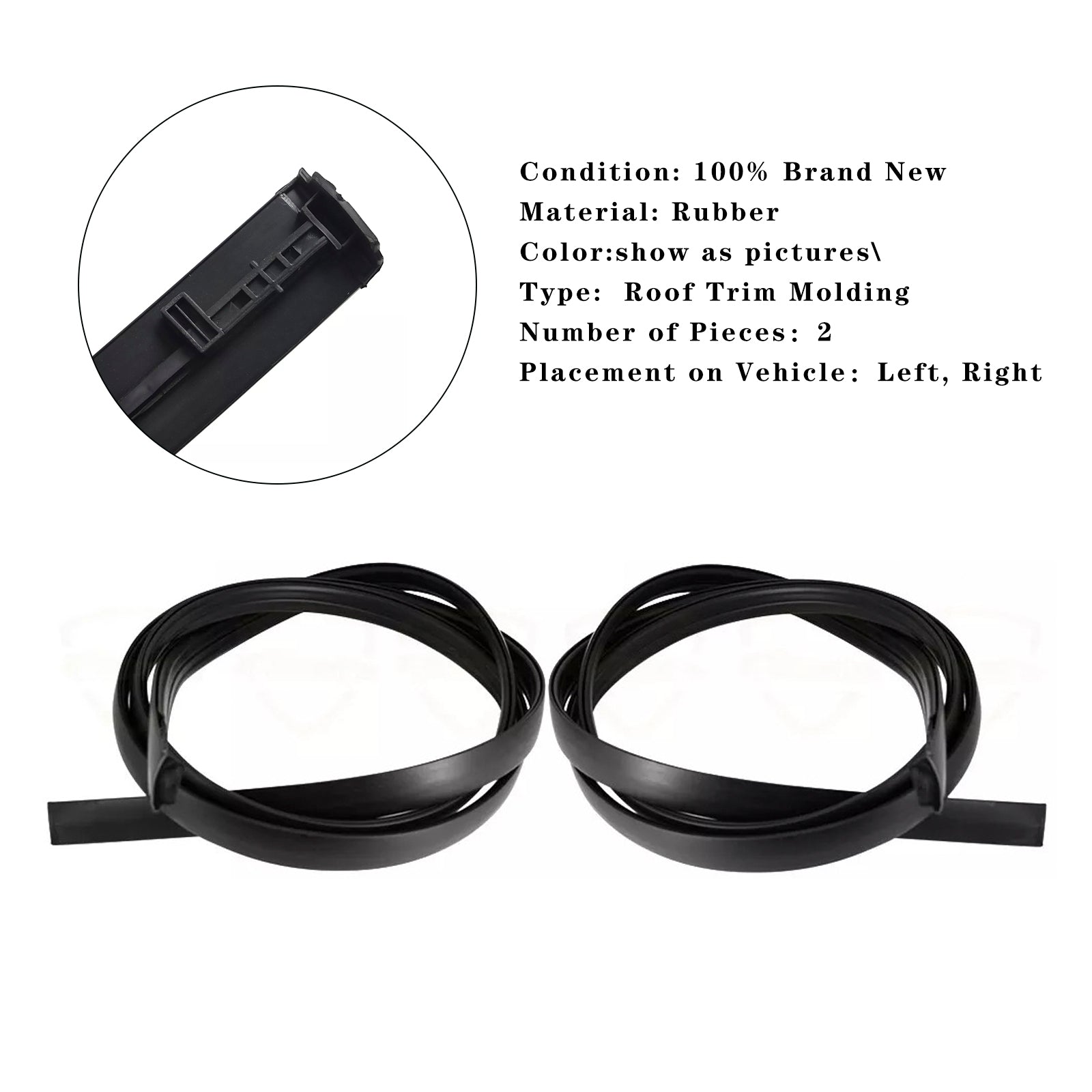 2008-2021 Toyota SEQUOIA 2PCS Dakspoilerlijst Links & Rechterkant rubber