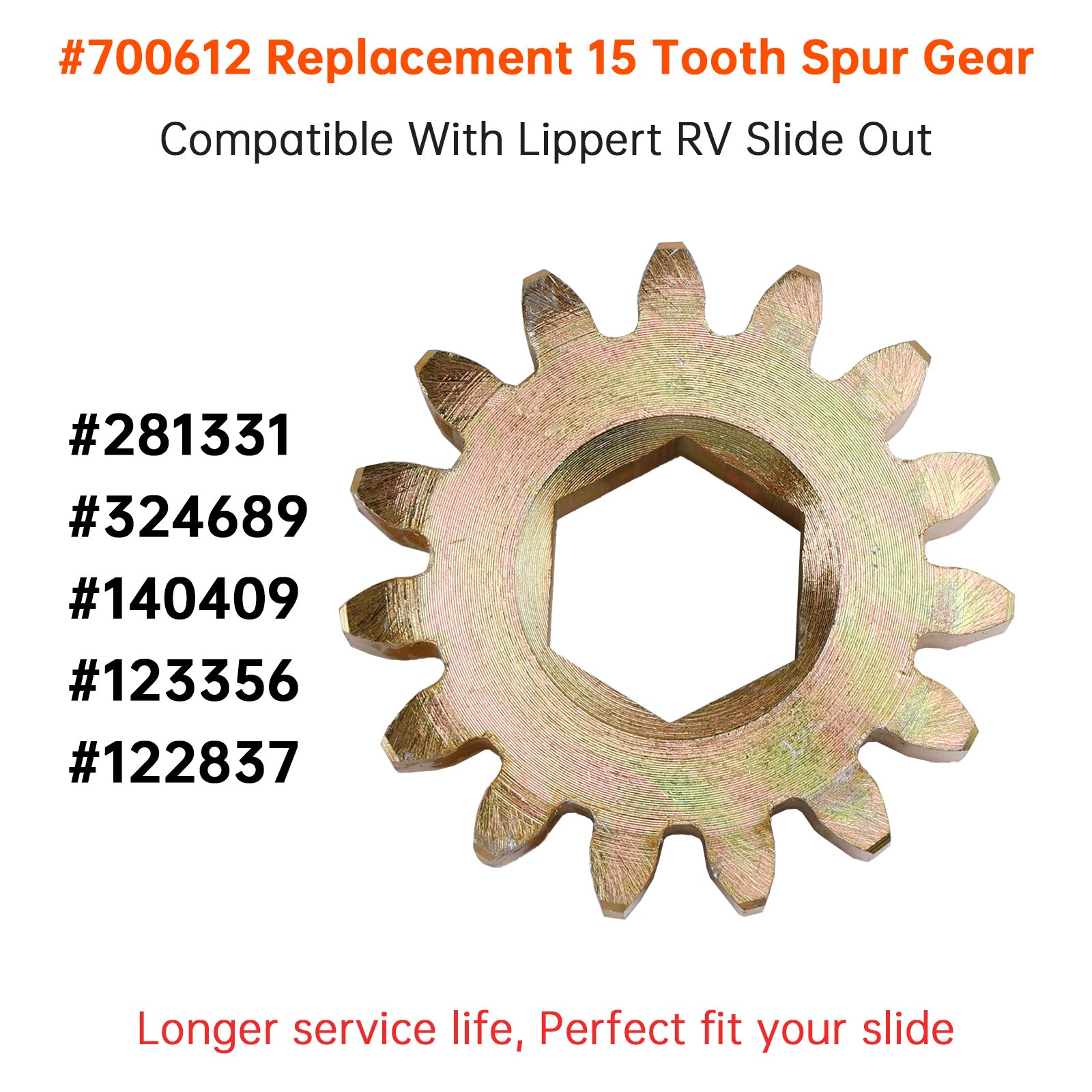 2PCS 700612 15 Tooth Spur Gear 10 DP/20 PA for Lippert RV Slide Out Systems